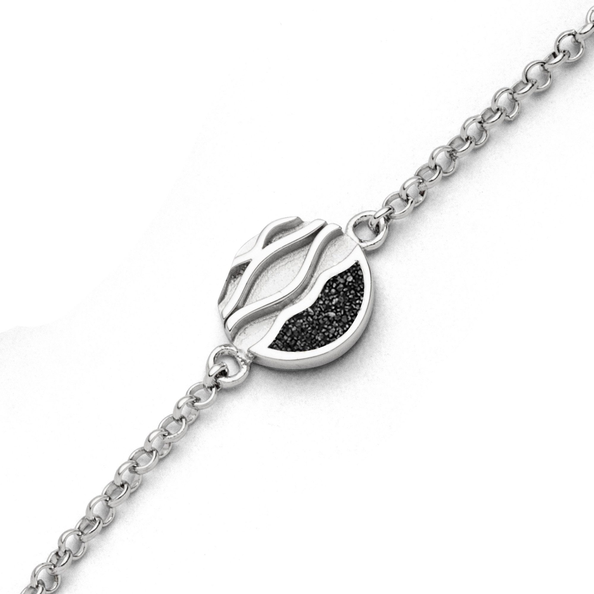 DUR Armband A1654 Strandwellen – Lavasand & 925er Silber – 16,5 + 3 cm