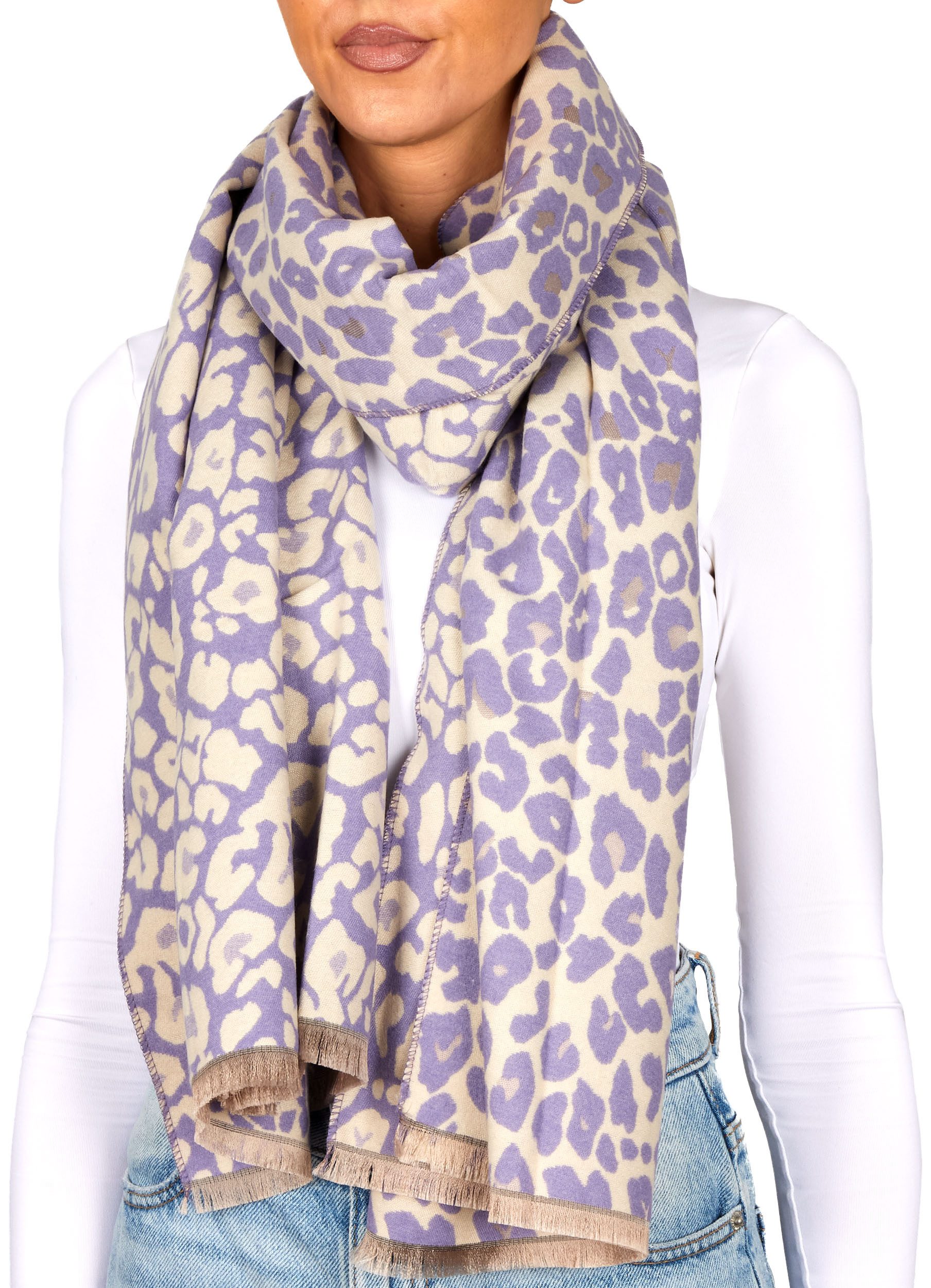 BRUBAKER Schal Cashmirillo Damen Schal mit Leoparden Muster - 70 x 200 cm, (Herbstschal Winterschal mit weichem Kaschmir-Gefühl, 1-St), Warm, Kuschelig und Oversized - Leo Damenschal für Herbst und Winter