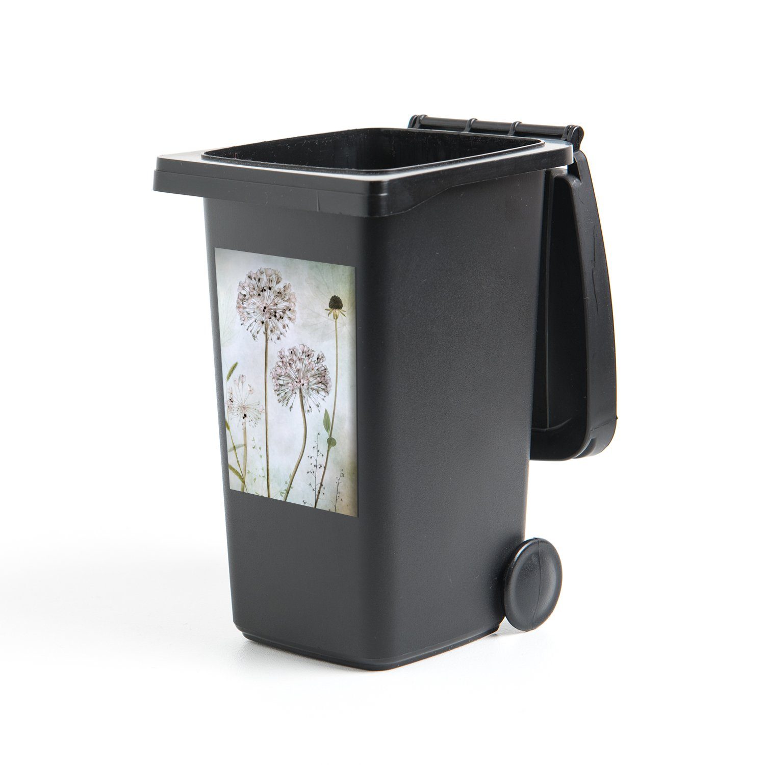 MuchoWow Wandsticker Blumen - Dekorative Zwiebel - Stilleben - Pflanzen (1 St), Mülleimer-aufkleber, Mülltonne, Sticker, Container, Abfalbehälter