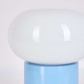 hofstein Tischleuchte moderne Nachttischlampe aus Metall/Glas in Blau/Weiß, ohne Leuchtmittel, Tischlampe, Ø 20cm, mit An-/Ausschalter, 1xE27, ohne Leuchtmittel