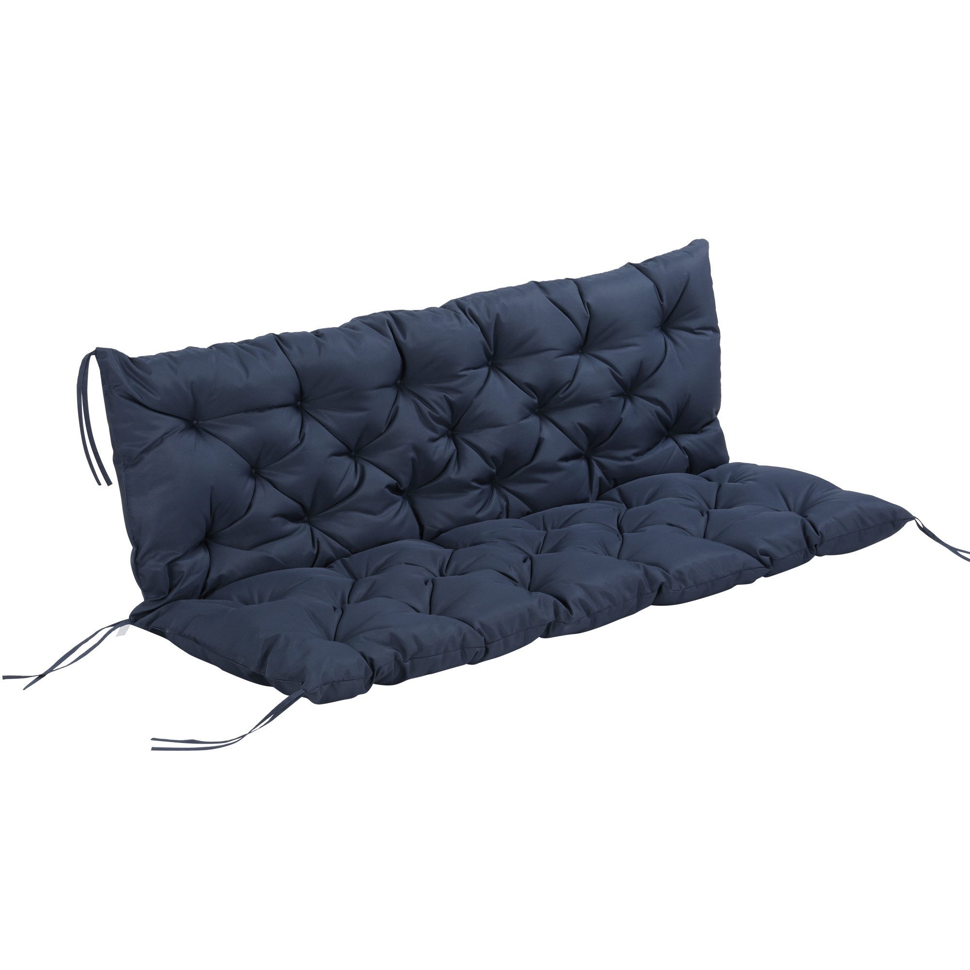 Outsunny Bankauflage 3 Sitzer, 150x98x8 cm, Bankkissen mit Bändern, Sitzkissen, (Set, 1 St., 1 Sitzkissen), für Gartenmöbel, Fensterbank Sitzbank, Hollywoodschaukel, Blau