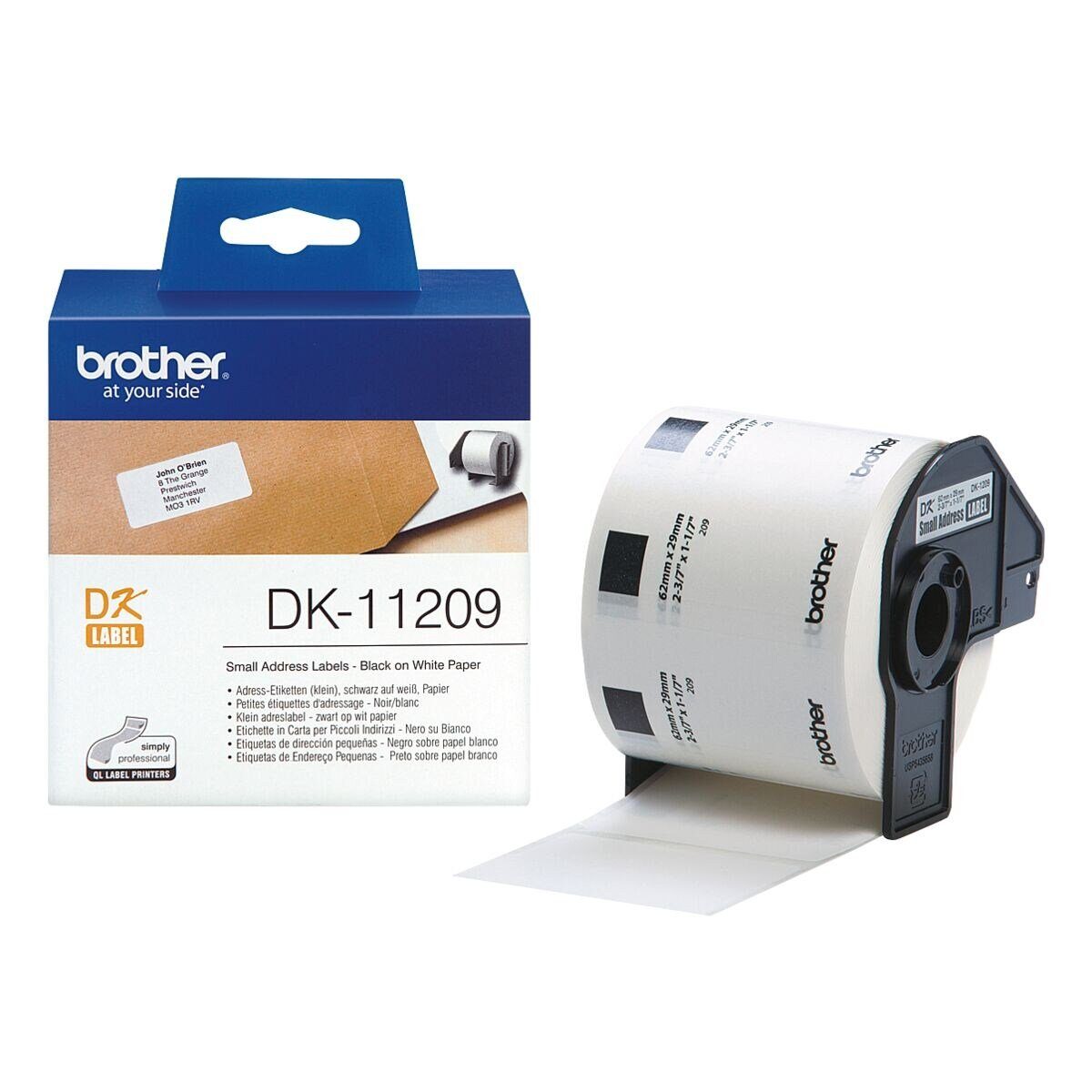 Brother Thermorolle DK-11209, 29/62 mm B/L 800 Adress-Etiketten