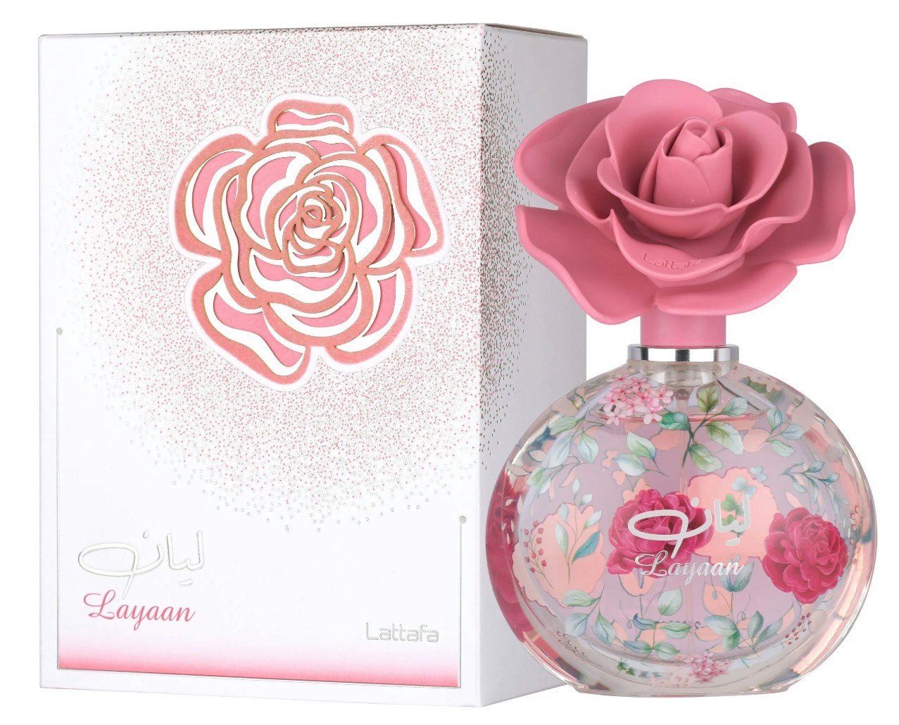 Lattafa Eau de Parfum Layaan Arabische Damenduft, New Launch, 100 ml, Made in U.A.E, Floraler-fruchtiger Duftcharakter