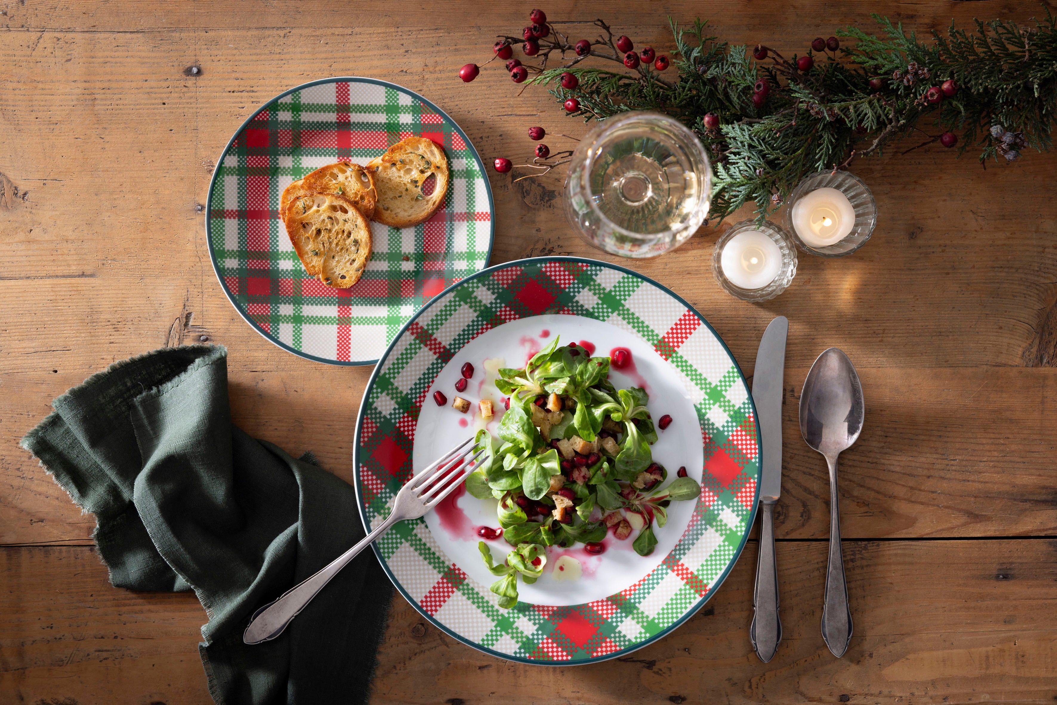 Retsch Arzberg Kombiservice Highland Green traditionelles (24-tlg), Farben Personen, frischen Porzellan, Schotten-Karo in 6