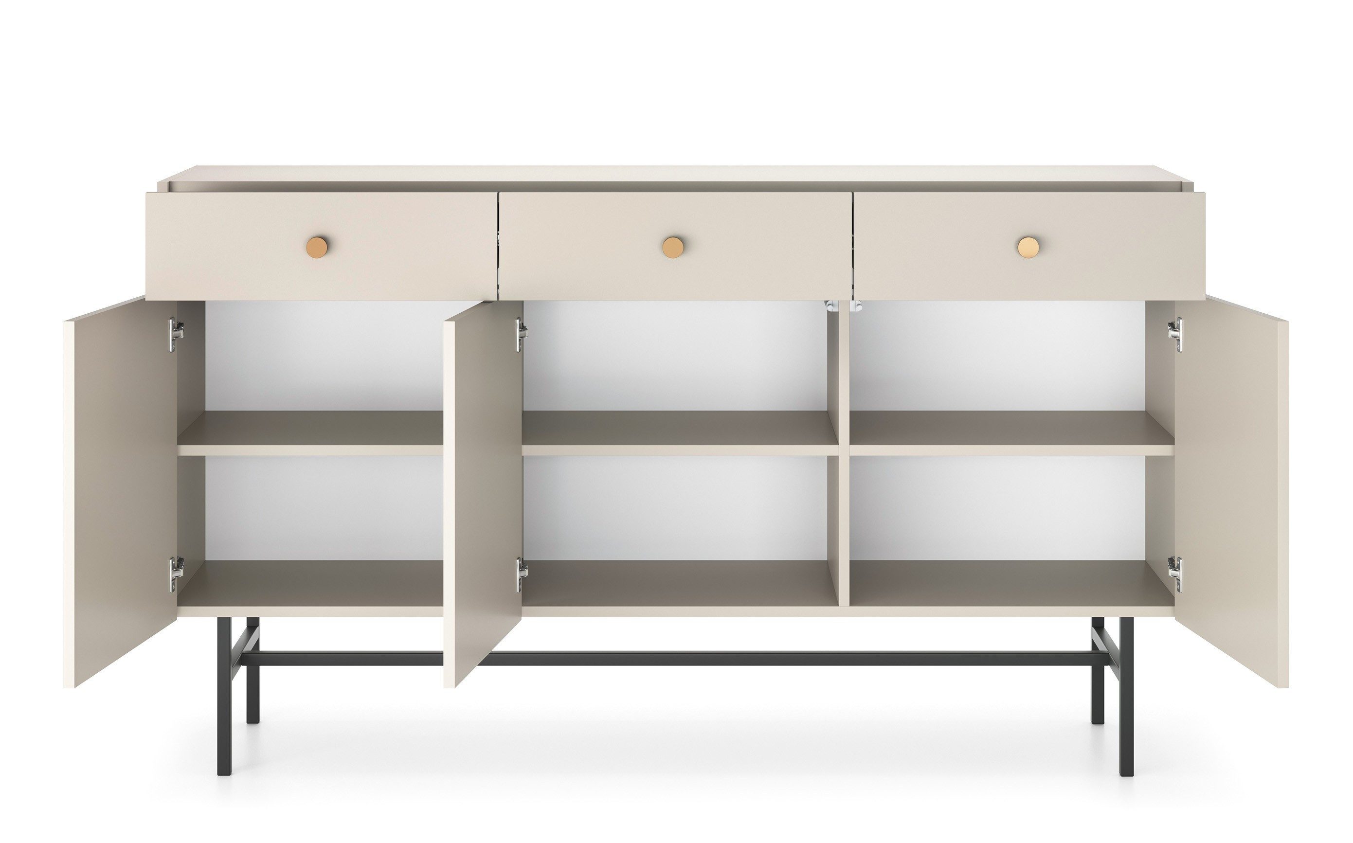 ALLHOUSE24 Kommode Dreitürige Kommode ART 155 CM Breite Metall Füße SIDEBOARD, Breite 155 cm