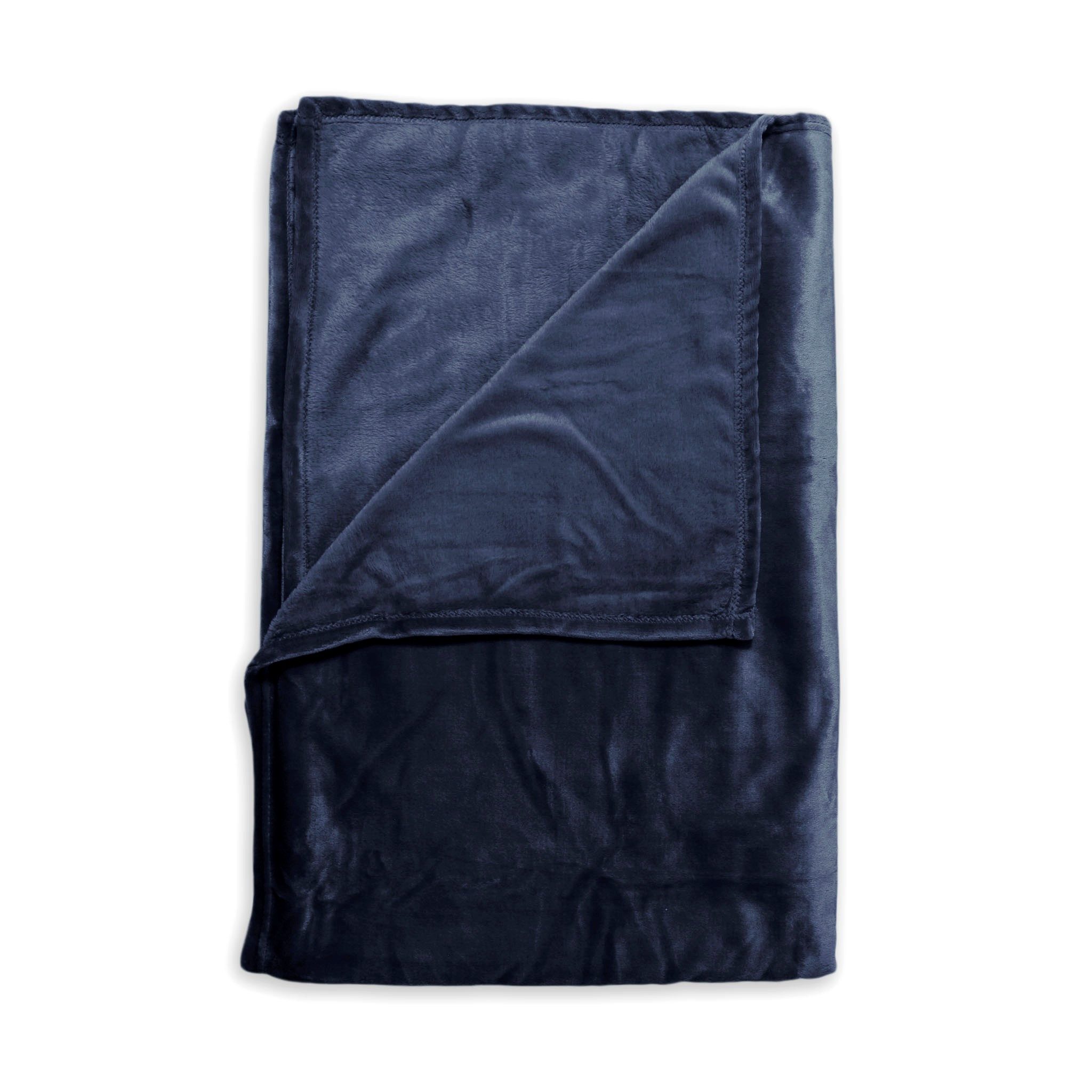 Wolldecke Cara Tagesdecke 140x200 Navy Blue Kuscheldecke 140x200 Navy-Blue Uni, ZO HOME, Kuscheldecke Tagesdecke