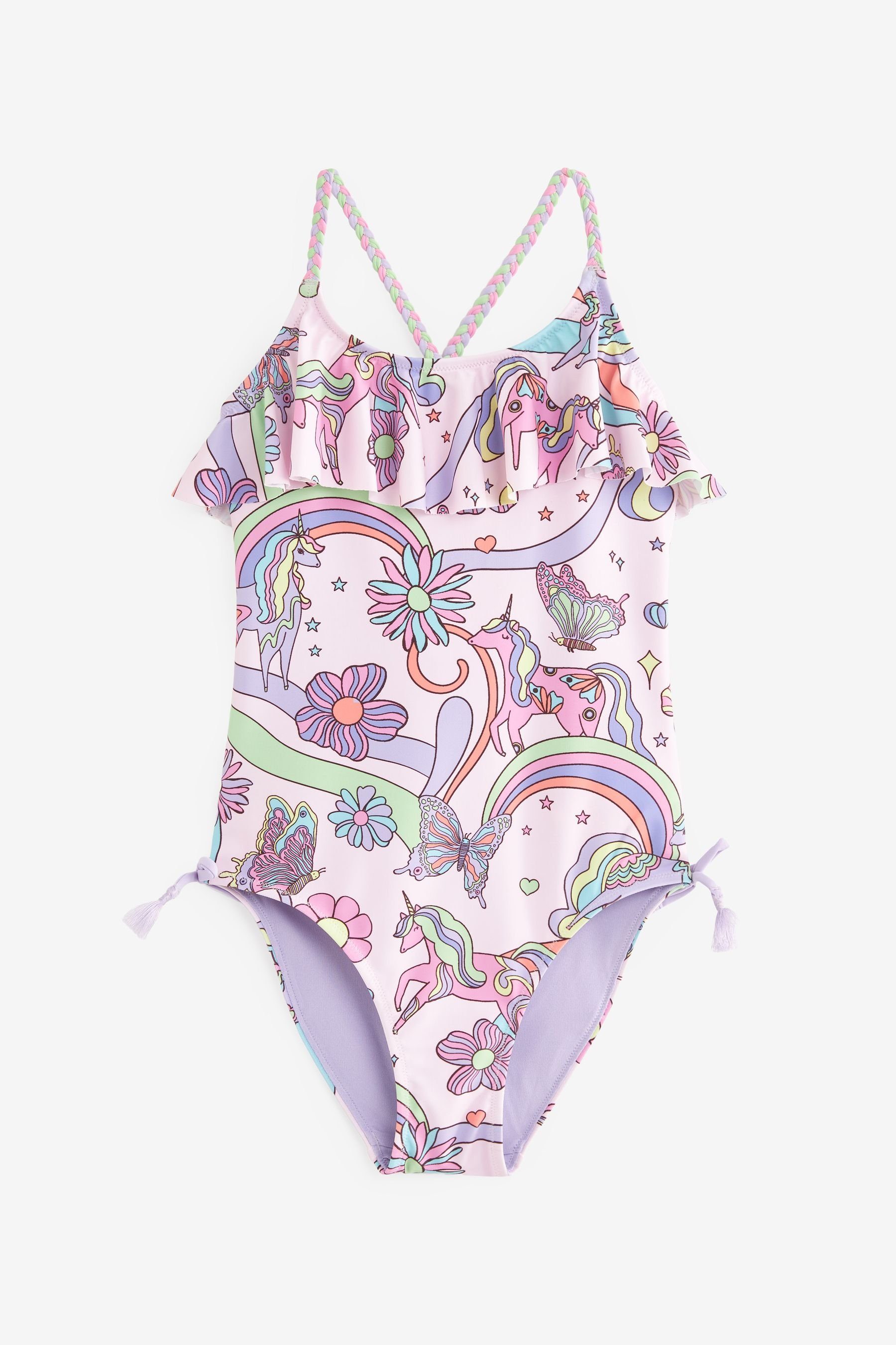 Next Badeanzug Badeanzug mit Pink Unicorn (1-St) Rüschen