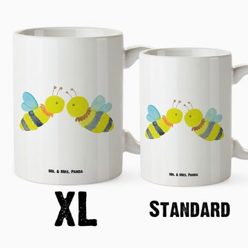 Mr. & Mrs. Panda Tasse Biene Liebe - Weiß - Geschenk, Wespe, Große Tasse, Grosse Kaffeetasse, XL Tasse Keramik, Liebevolles Design