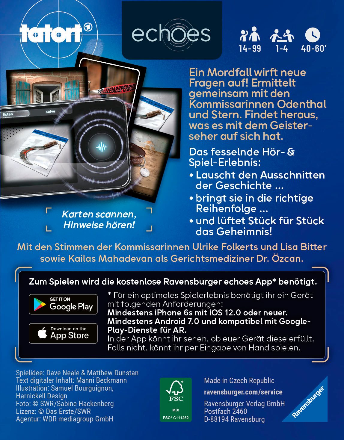 Ravensburger Spiel echoes, Tatort Der Geisterseher, Audio Mystery Spiel