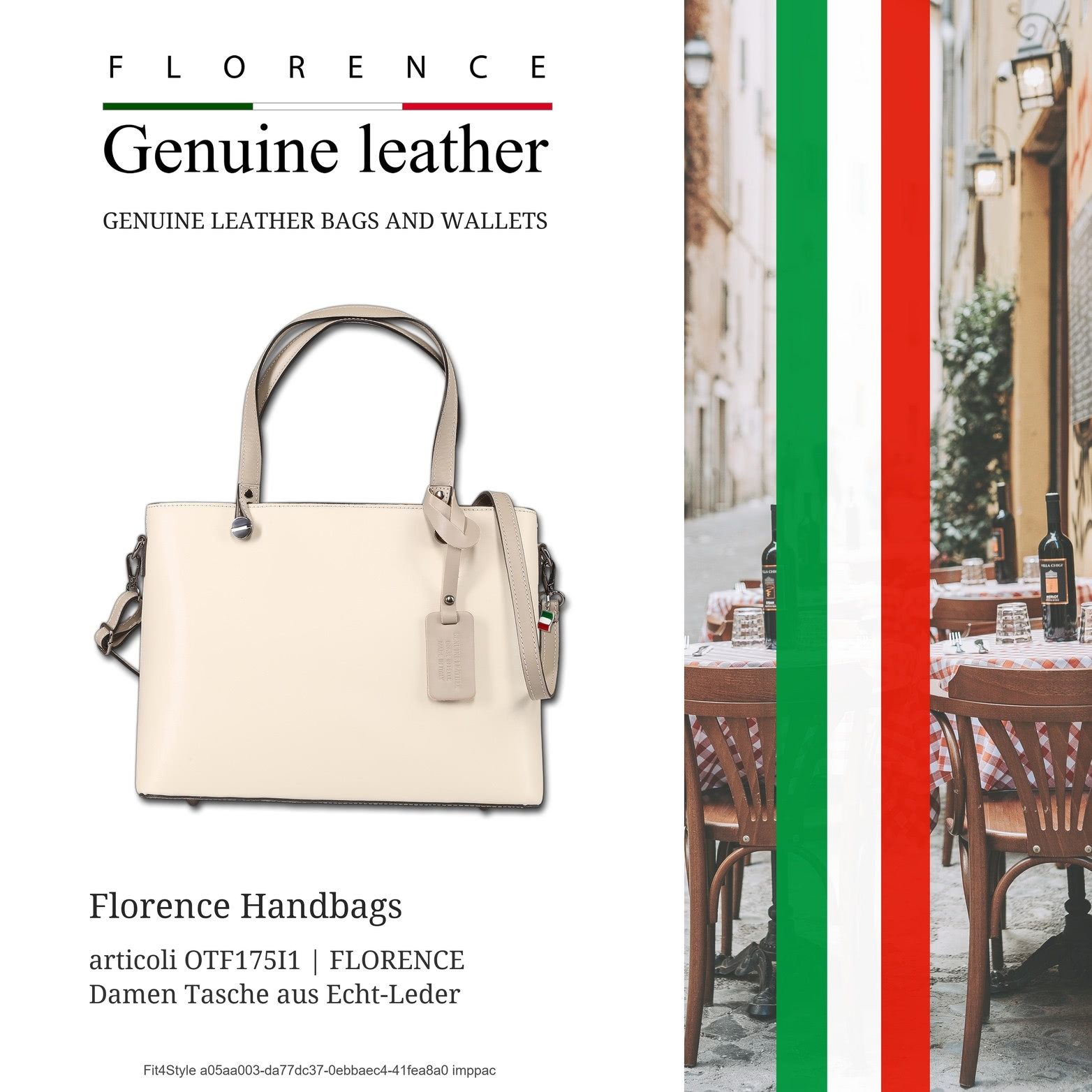 FLORENCE Schultertasche Florence Damen Schultertasche Tote Bag (Schultertasche, Schultertasche), Damen Tasche Echtes Leder beige, grau