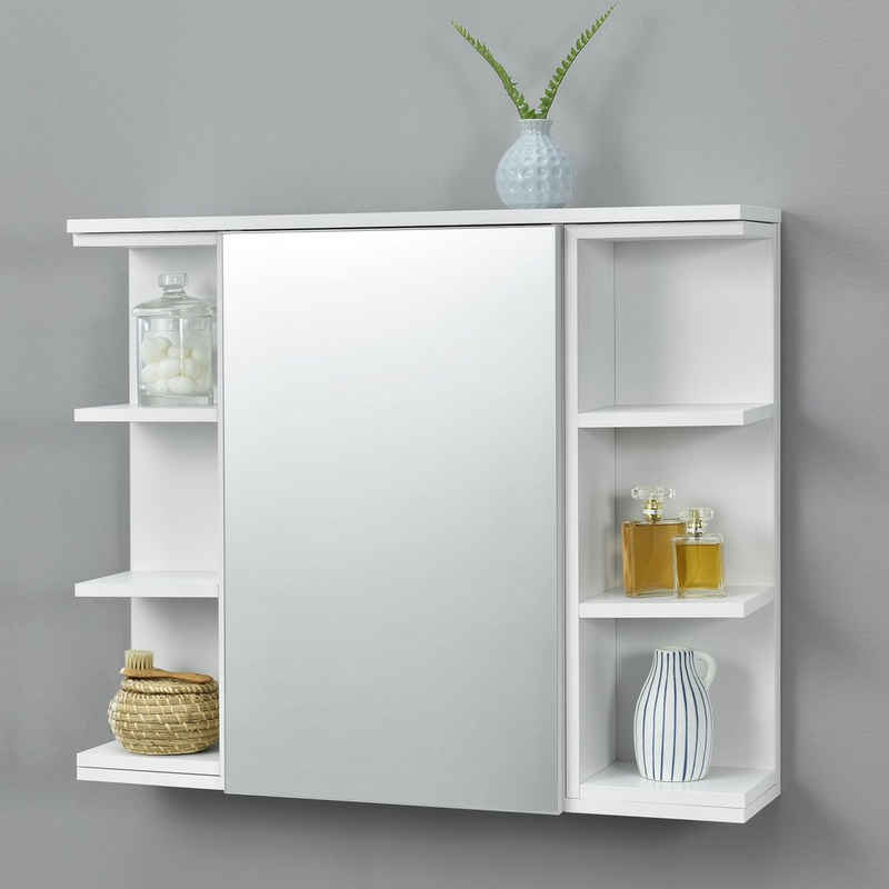 en.casa Badezimmerspiegelschrank »Harstad« Wandschrank mit verspiegelter Tür 64x80x20 cm Weiß