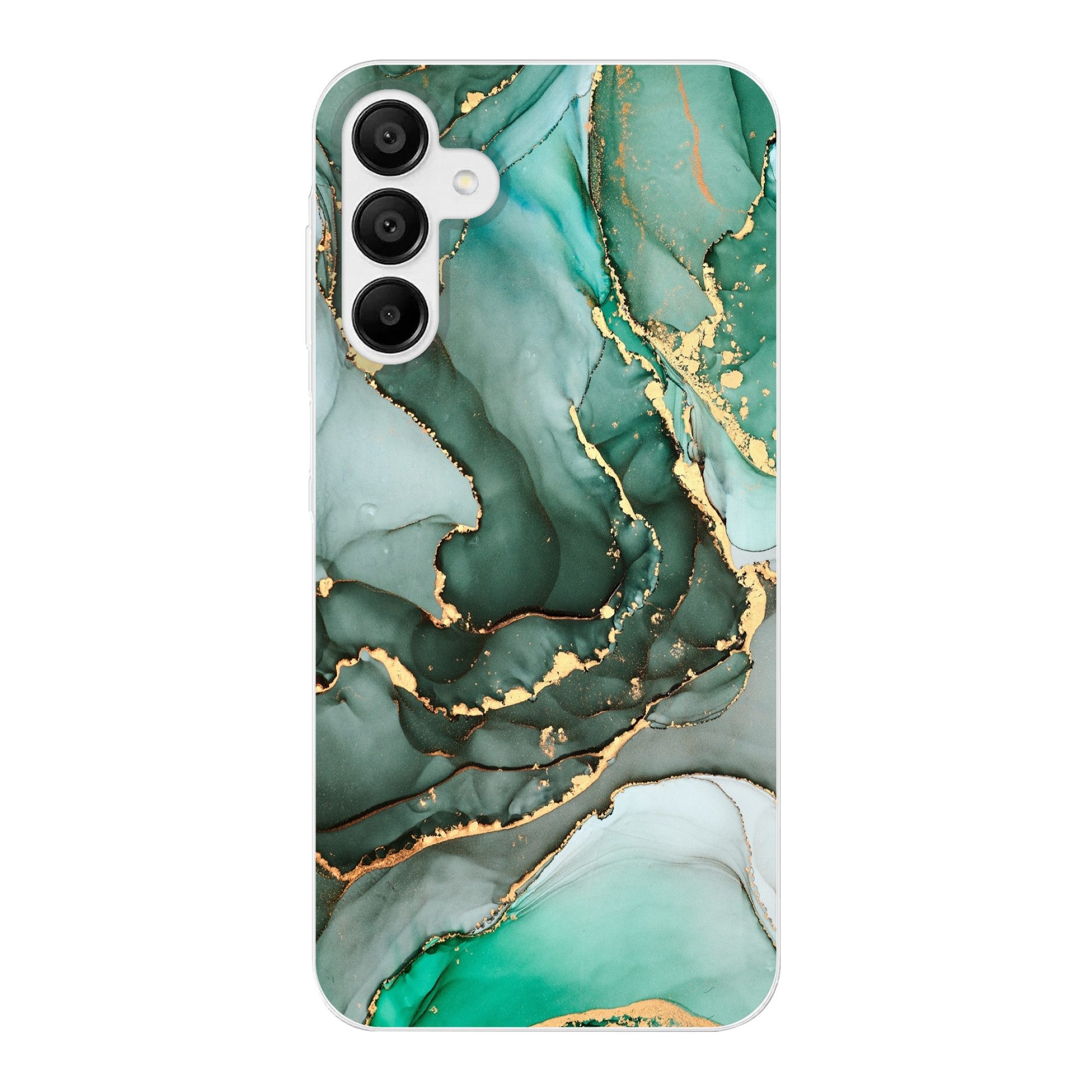 MuchoWow Handyhülle für Samsung Galaxy A15 Gold - Marmor - Grün - Luxus - Marmoroptik - Gr, Smartphone-Bumper, Print, Handy Schutzhülle Dünn