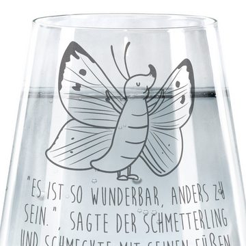 Mr. & Mrs. Panda Glas Schmetterling Zitronenfalter - Transparent - Geschenk, lustige Sprüch, Premium Glas, Elegantes Design