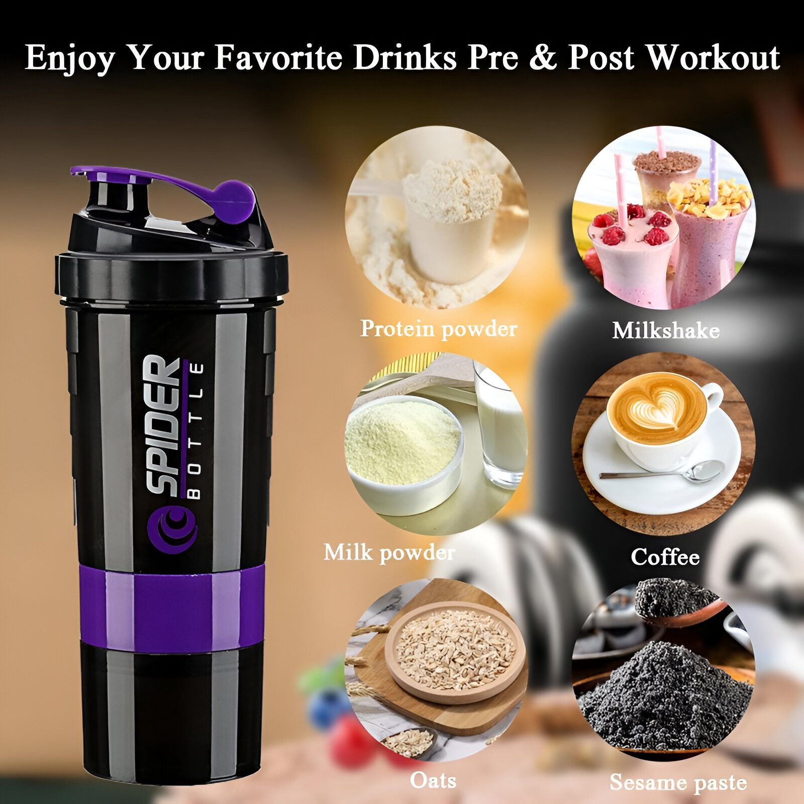 WS-Trend Protein Shaker Sportflasche Trinkflasche Flasche zum mixen Proteinshaker 500 ml, Kunststoff – Bild 4 von 5