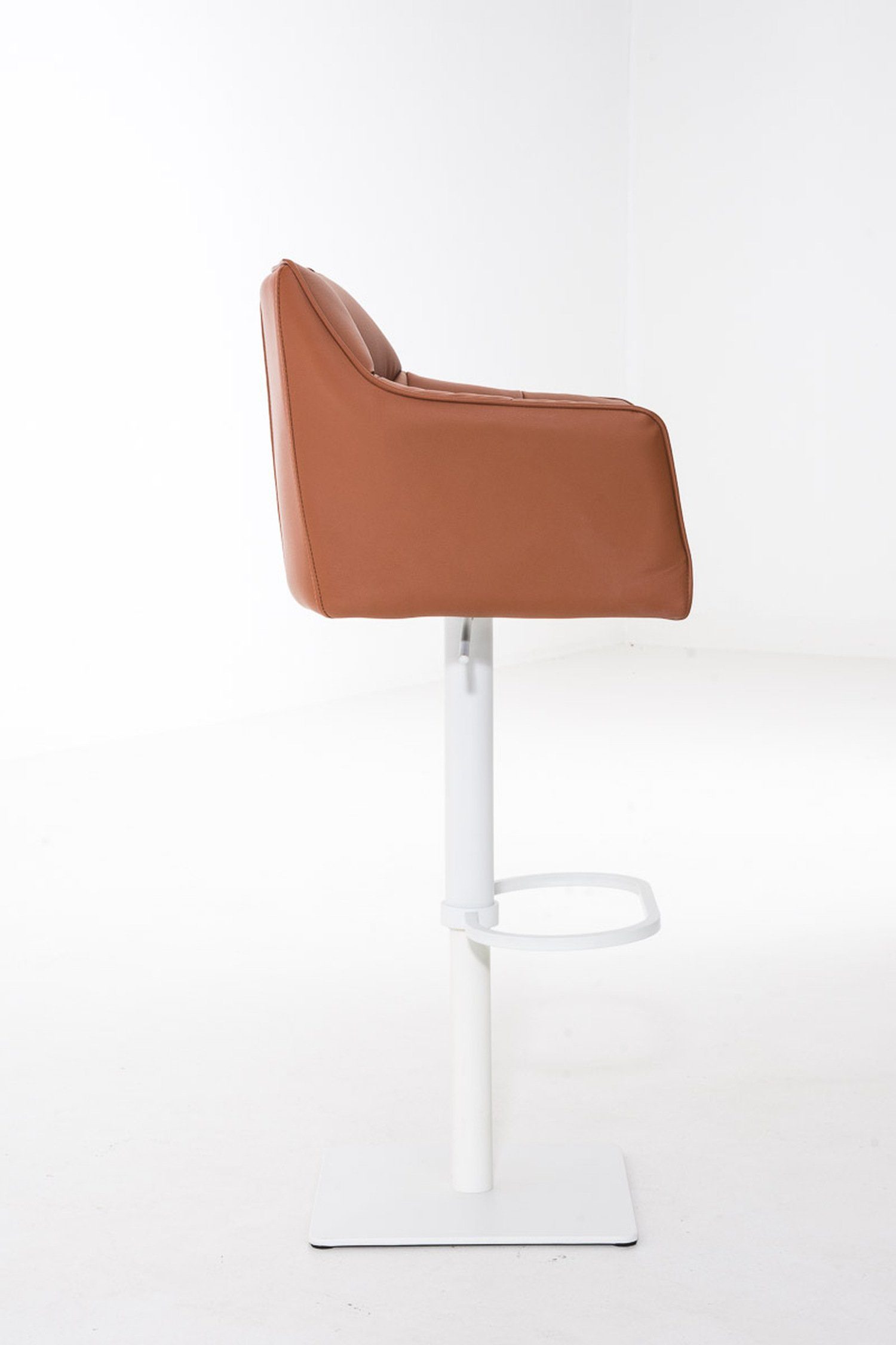 Sitzfläche: (mit Fußstütze TPFLiving weiß & Hellbraun Metall drehbar für Kunstleder Rückenlehne und Theke 360° - Hocker Küche), Barhocker - Damaso -