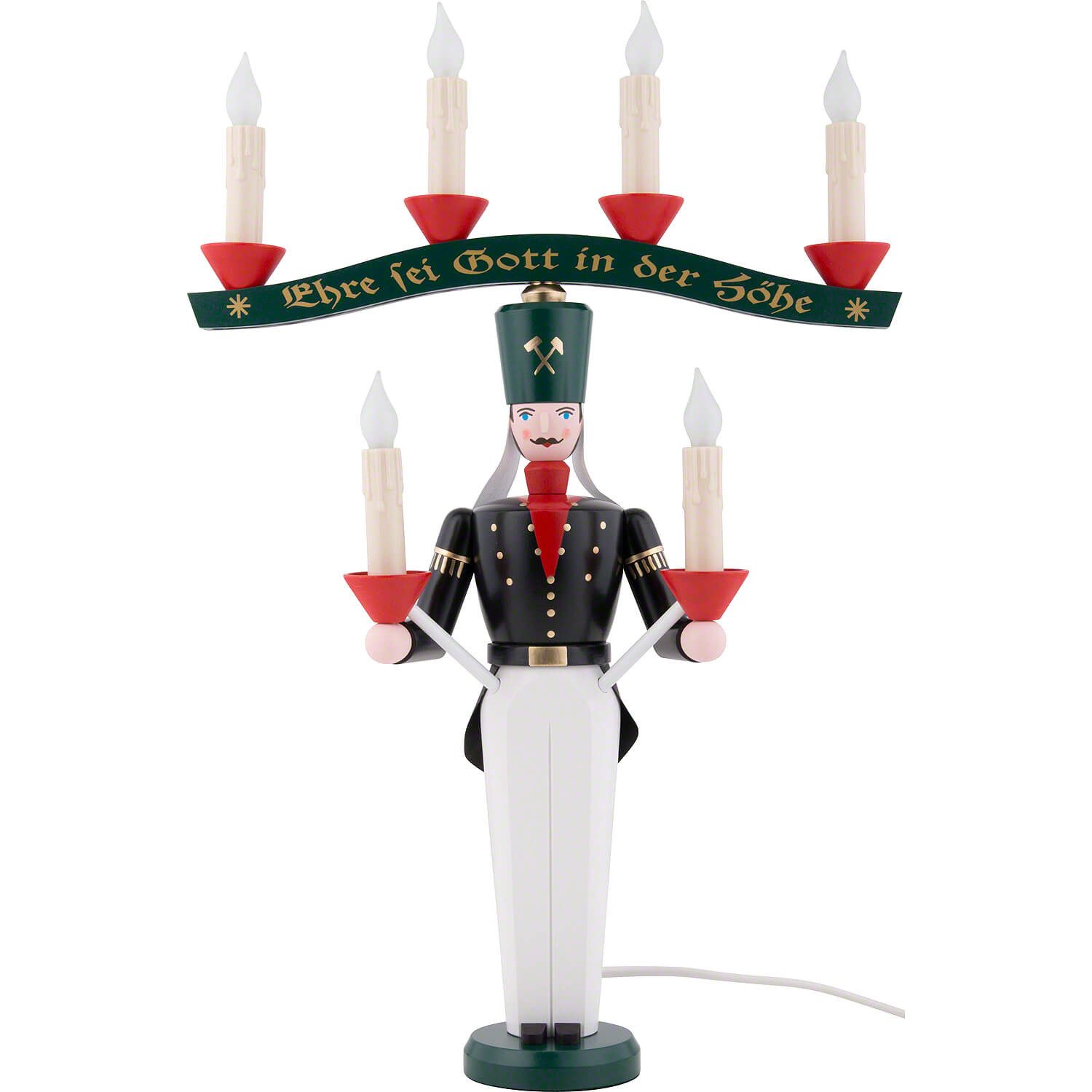 Emil A. Schalling KG Dekofigur Lichterbergmann mit Joch, farbig, elektrisch beleuchtet (46cm) von Hol