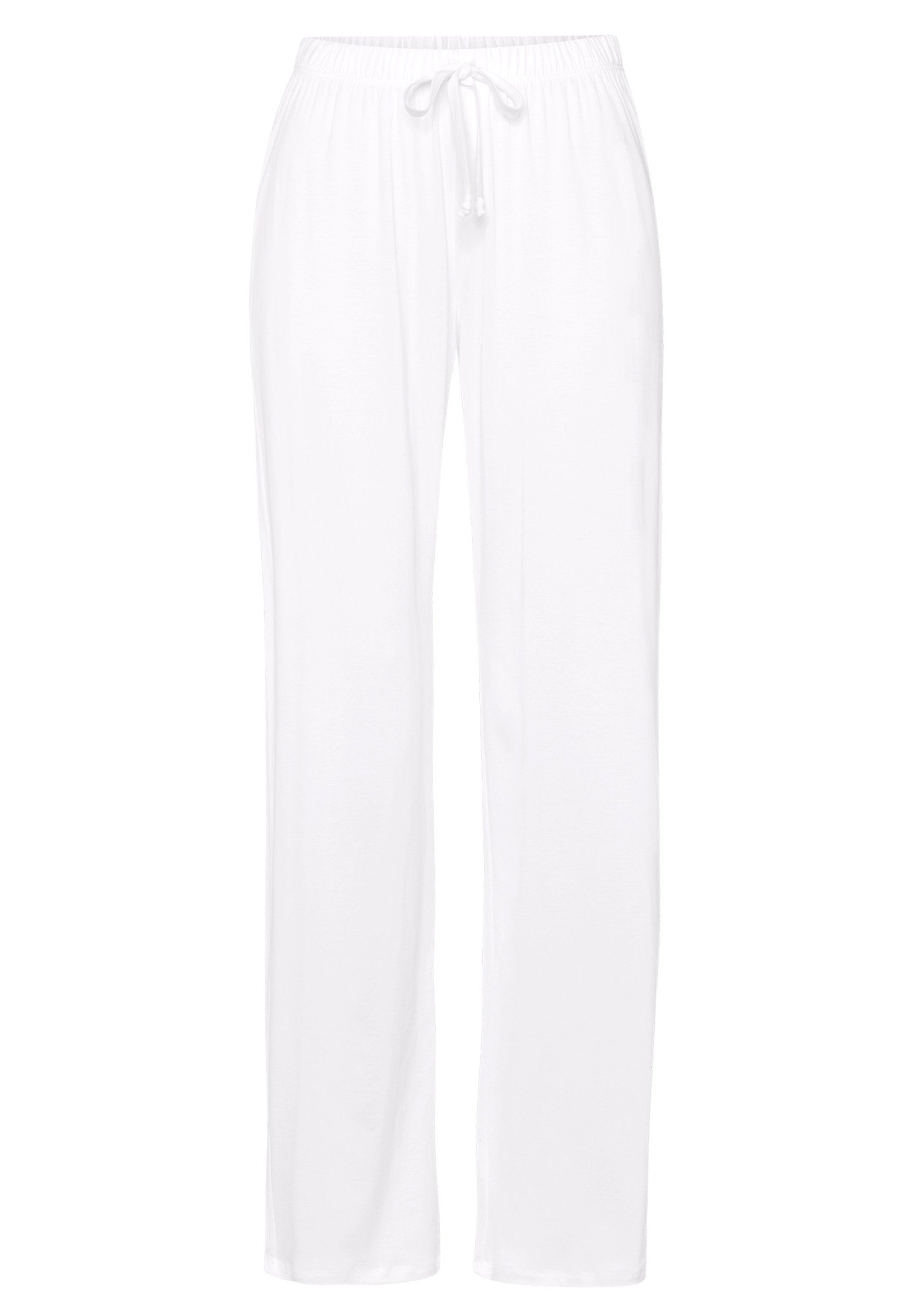 Pyama Hanro Schlafhose (1-tlg) Hose Baumwolle Komfort - Gummibund angenehmen für Verdeckter Cotton Weiß Deluxe -