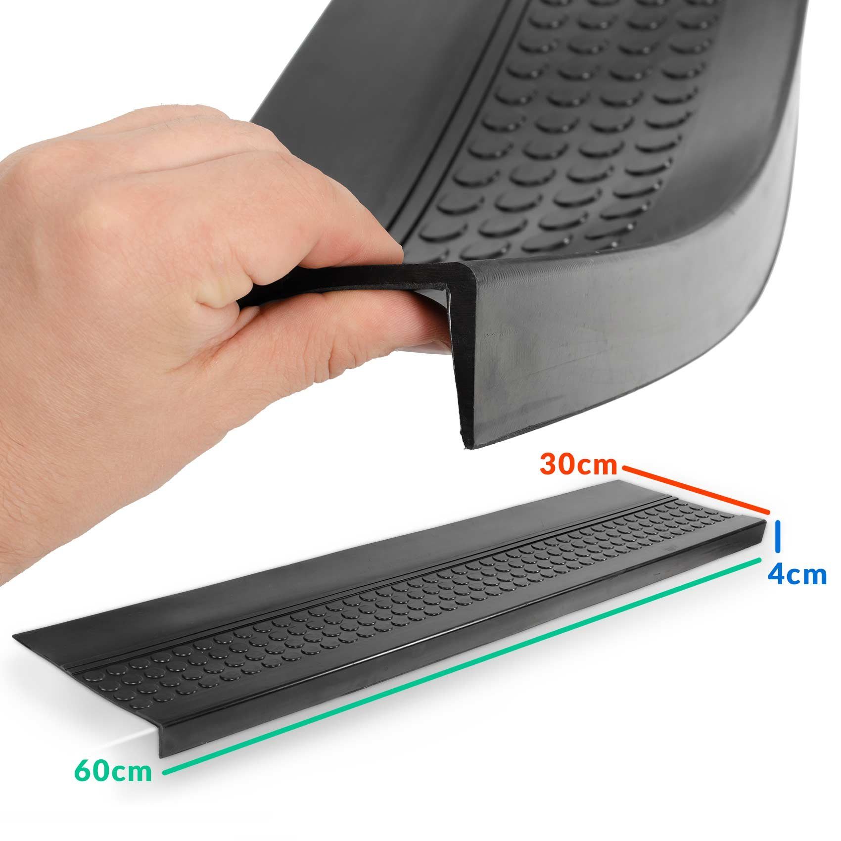 ANRO Stufenmatte Stufenschutz aus Gummi Treppenschutz Treppenmatte, Eckig, mit Coins/ Noppen Größe 30x60cm - rutschischer & anpassbar
