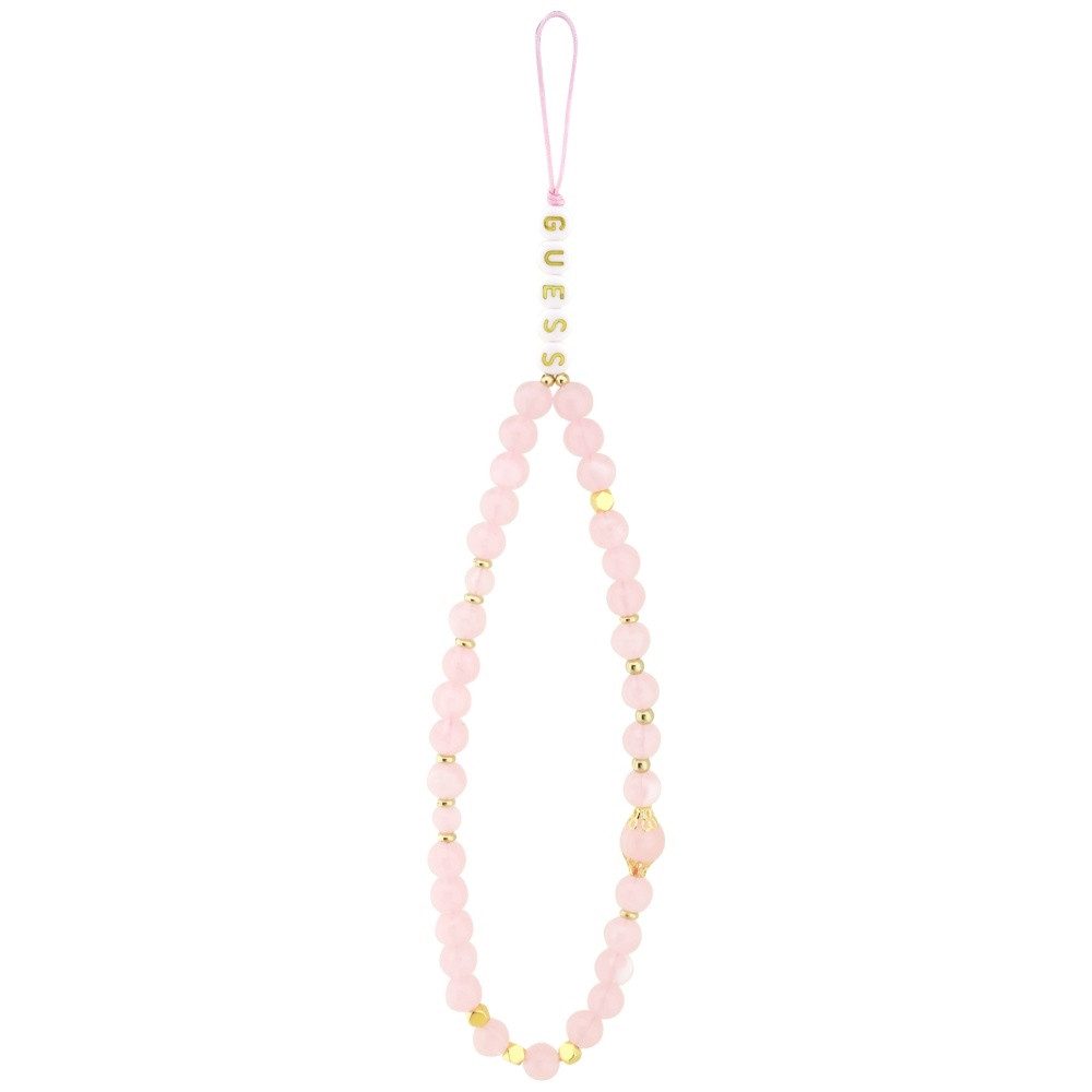 Guess Handyhülle Case iPhone 17 Pro Max Kunstleder rosa Big Logo goldfarbig Kette 6,9 Zoll, Kantenschutz