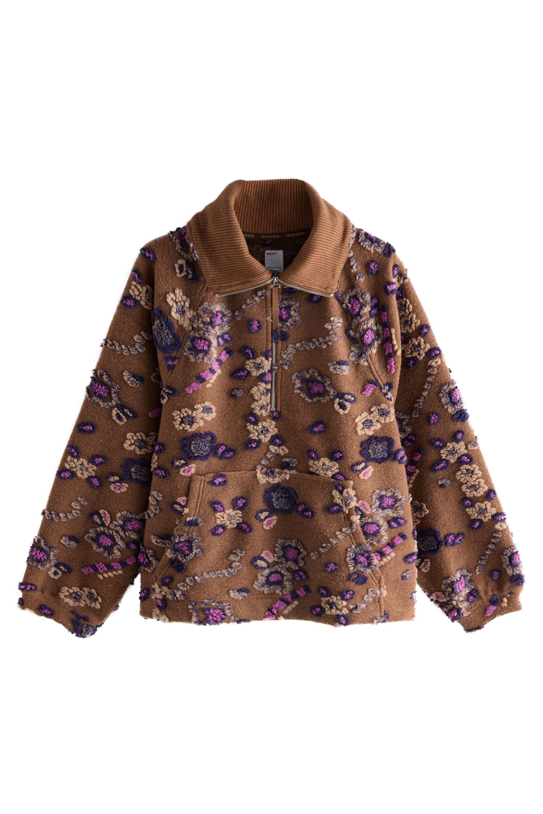 Next Fleecejacke Strukturiertes Oberteil mit halbem Reißverschluss (1-St) günstig online kaufen