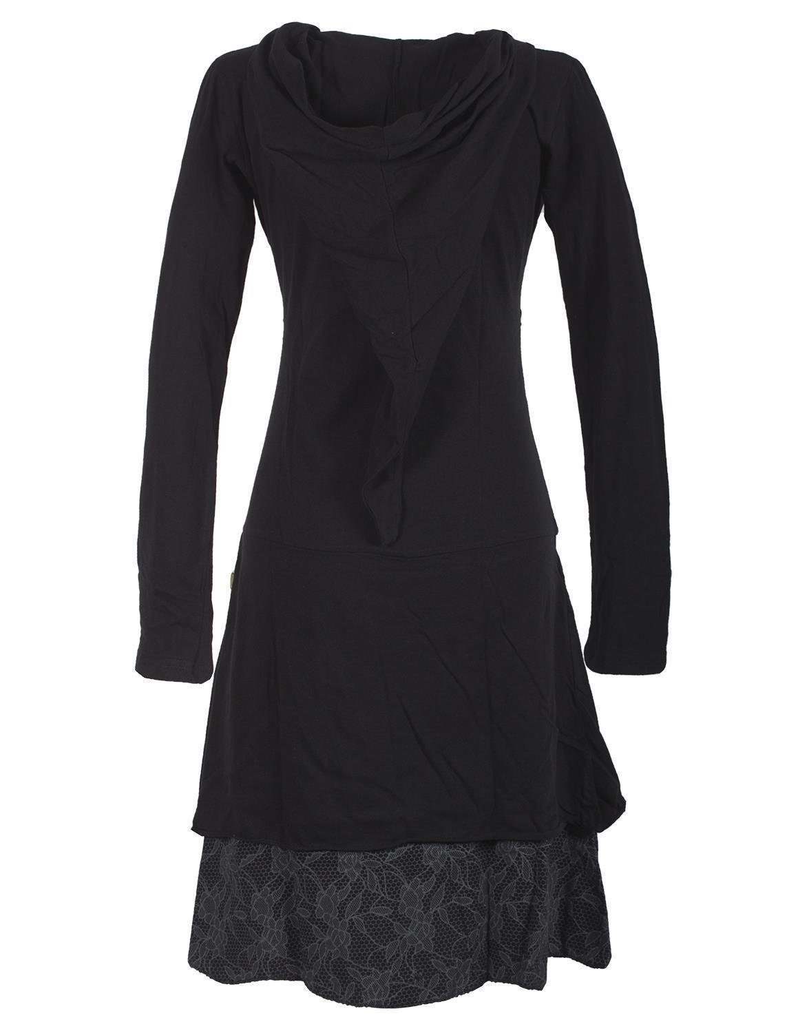 Vishes Jerseykleid Langarm Lagenlookkleid mit Zipfelkapuze günstig online kaufen