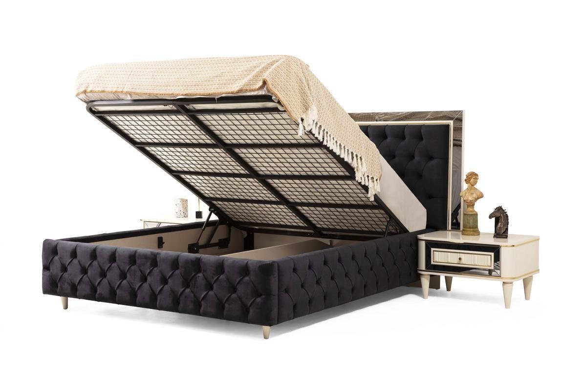 Hotelbetten mit Bett Bett JVmoebel Chesterfield Luxus gepolstertem Doppel Design
