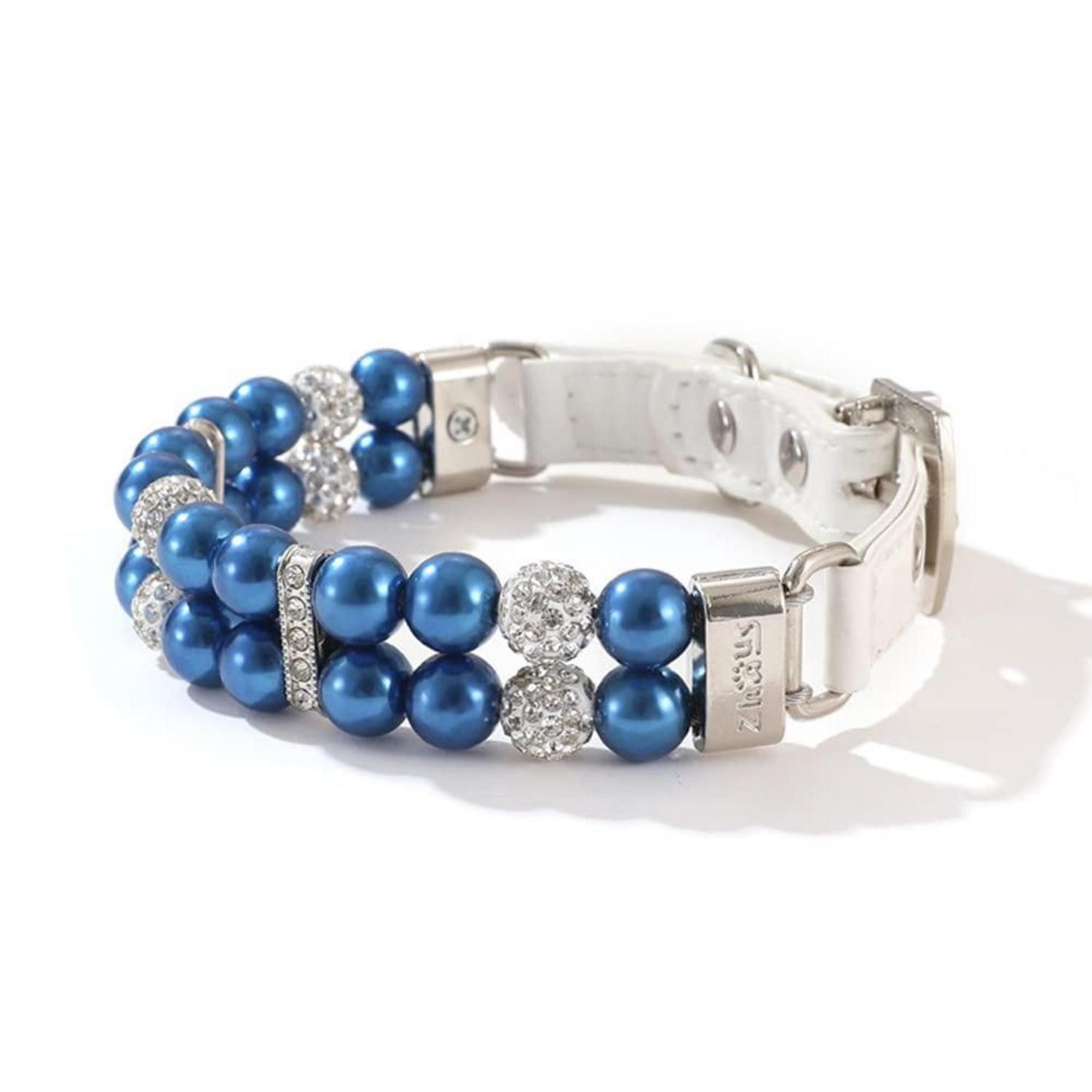 LuxusKollektion Hunde-Halsband Hundehalsband Perle L Blue, Kunststoff