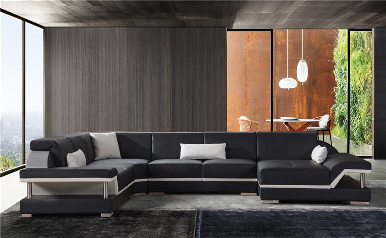 Garnitur Sofa Ecksofa, Schwarz Modern Design Couch Ecksofa JVmoebel Polster