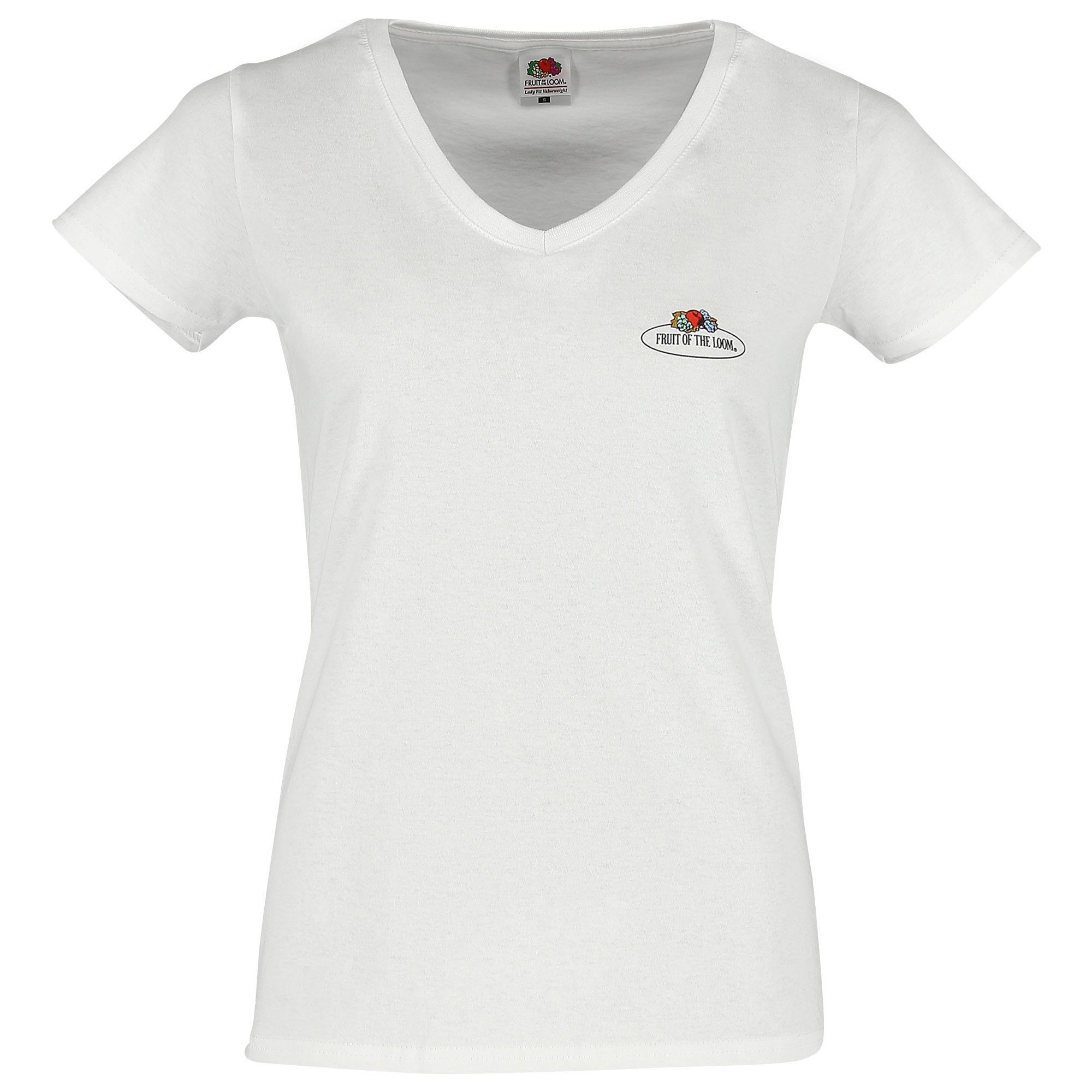 Rundhalsshirt Damen T-Shirt mit V-Ausschnitt mit Vintage-Logo