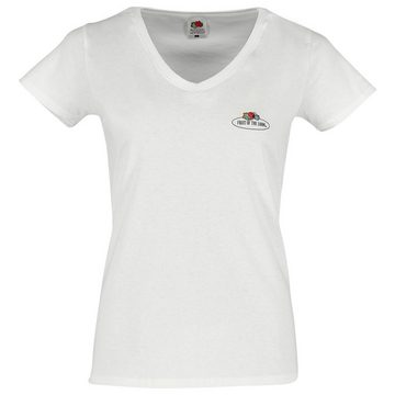 Fruit of the Loom Rundhalsshirt Damen T-Shirt mit V-Ausschnitt mit Vintage-Logo