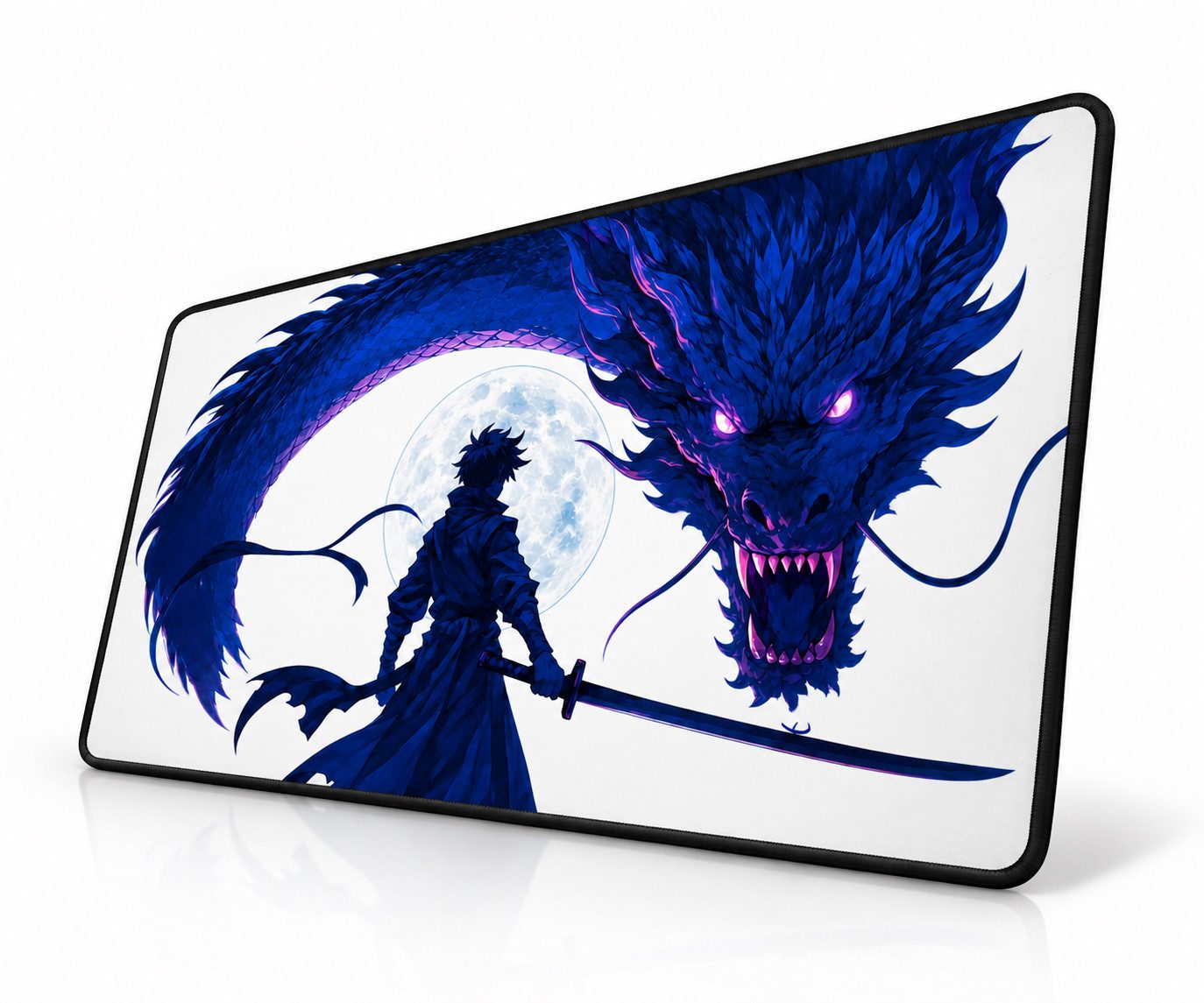 Jungengel Gaming Mauspad Dragon Sword XL Weiß Gamer-Design Rutschfest Mousepad 70x30cm (Einzelartikel, 1-St., 1x XL Gaming Mousepad), Anime Design, 3mm Stärke, hochauflösend, waschbar 30°C