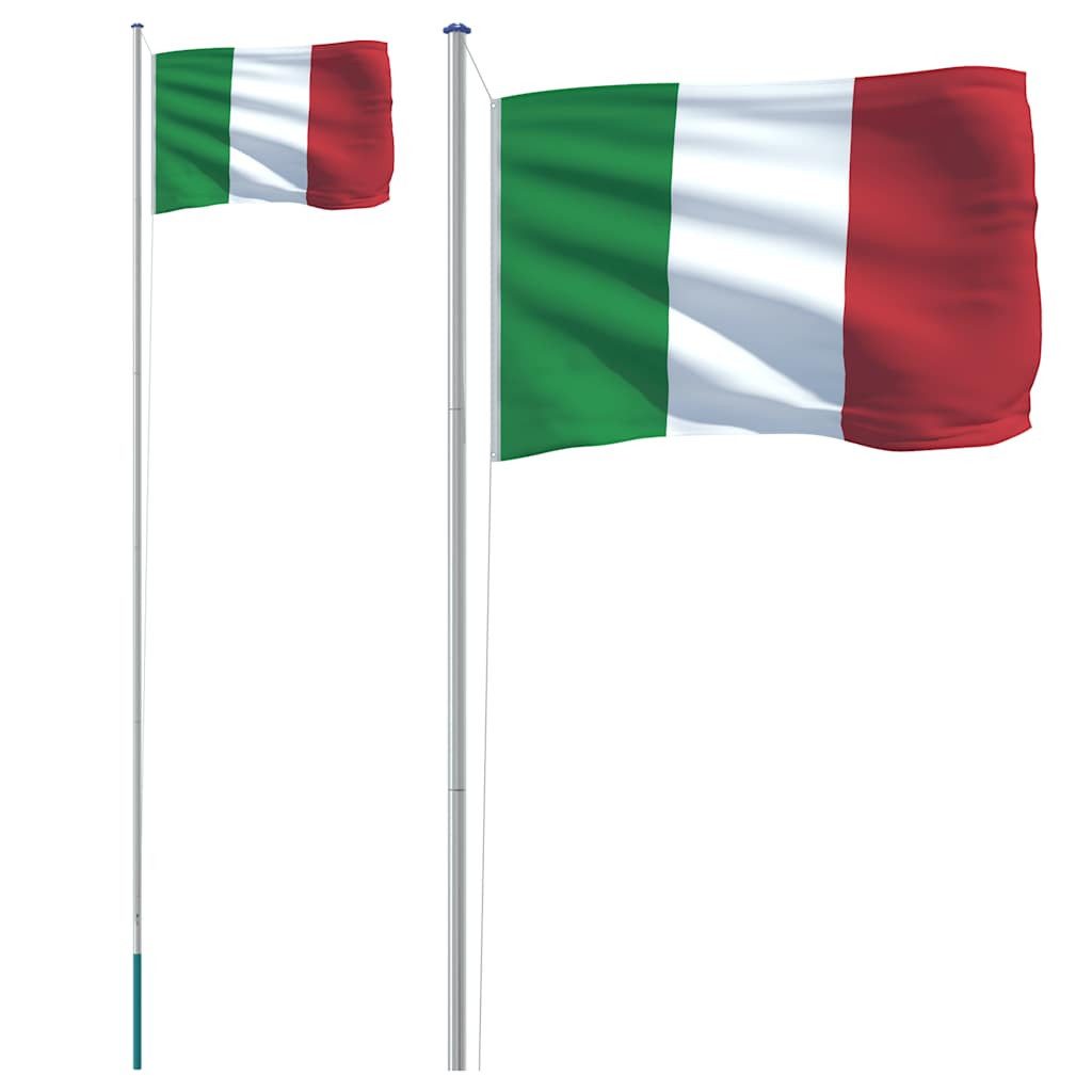 vidaXL Flagge Flagge Italiens mit Mast 6,08 m Aluminium