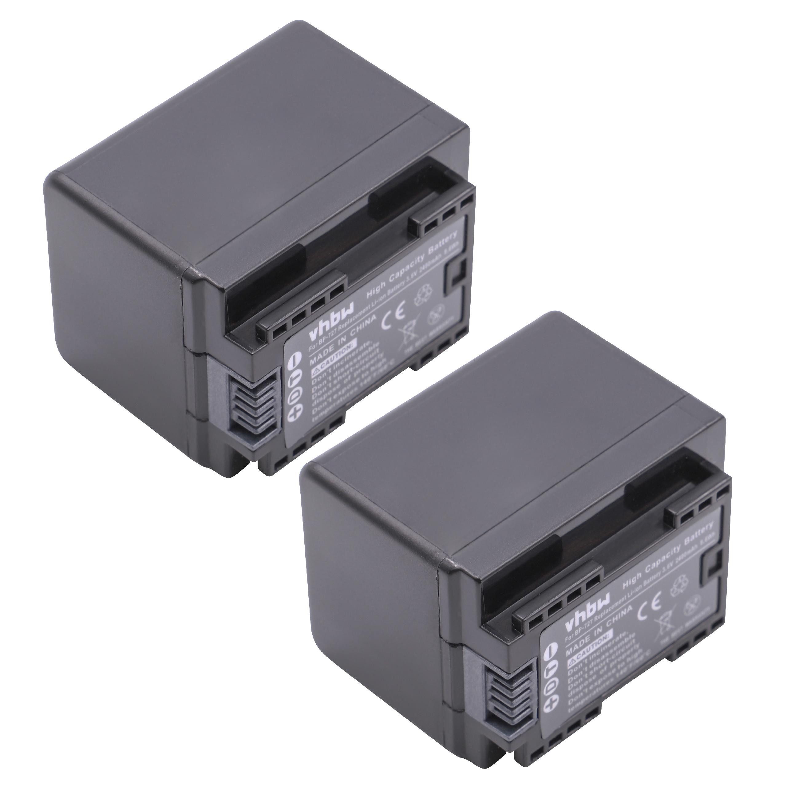 vhbw passend für Canon Legria HF R67, HF R56, HF R66, HF R68, HF R606, HF Kamera-Akku 2400 mAh