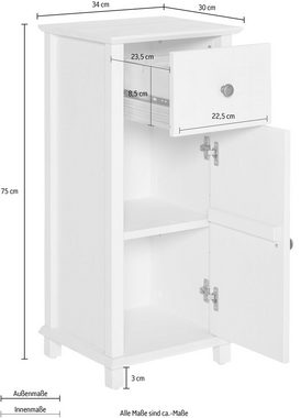 Home affaire Unterschrank Vili Breite 34 cm, Badezimmerschrank aus Massivholz, Kiefernholz