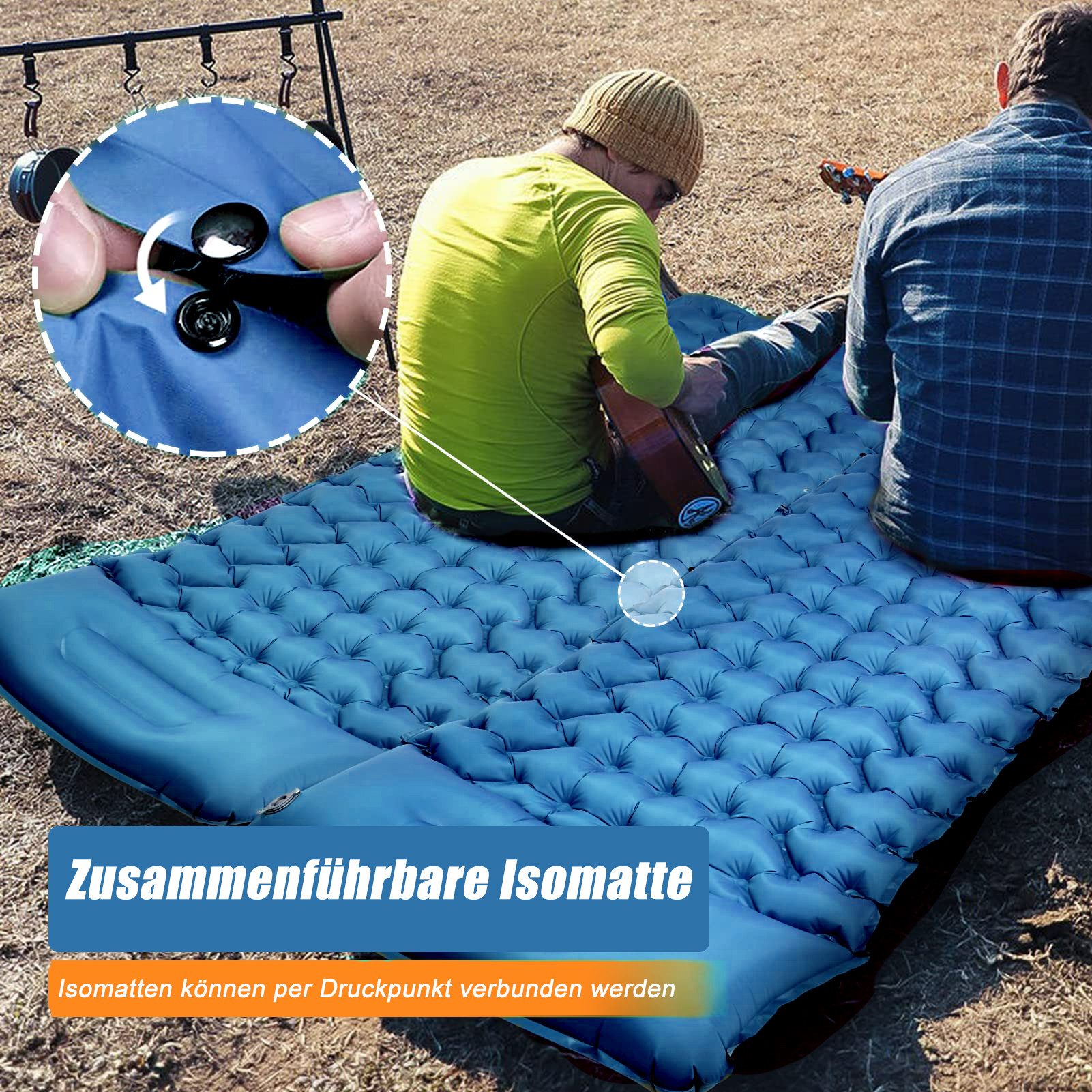 CALIYO Isomatte 2-Tlg Isomatte Outdoor, Isomatte Ultraleicht, Isomatte Camping Outdoor, (2-tlg., Isomatte Camping mit Fußpresse Pumpe und Kissen), erschleißfest – Bild 5 von 5