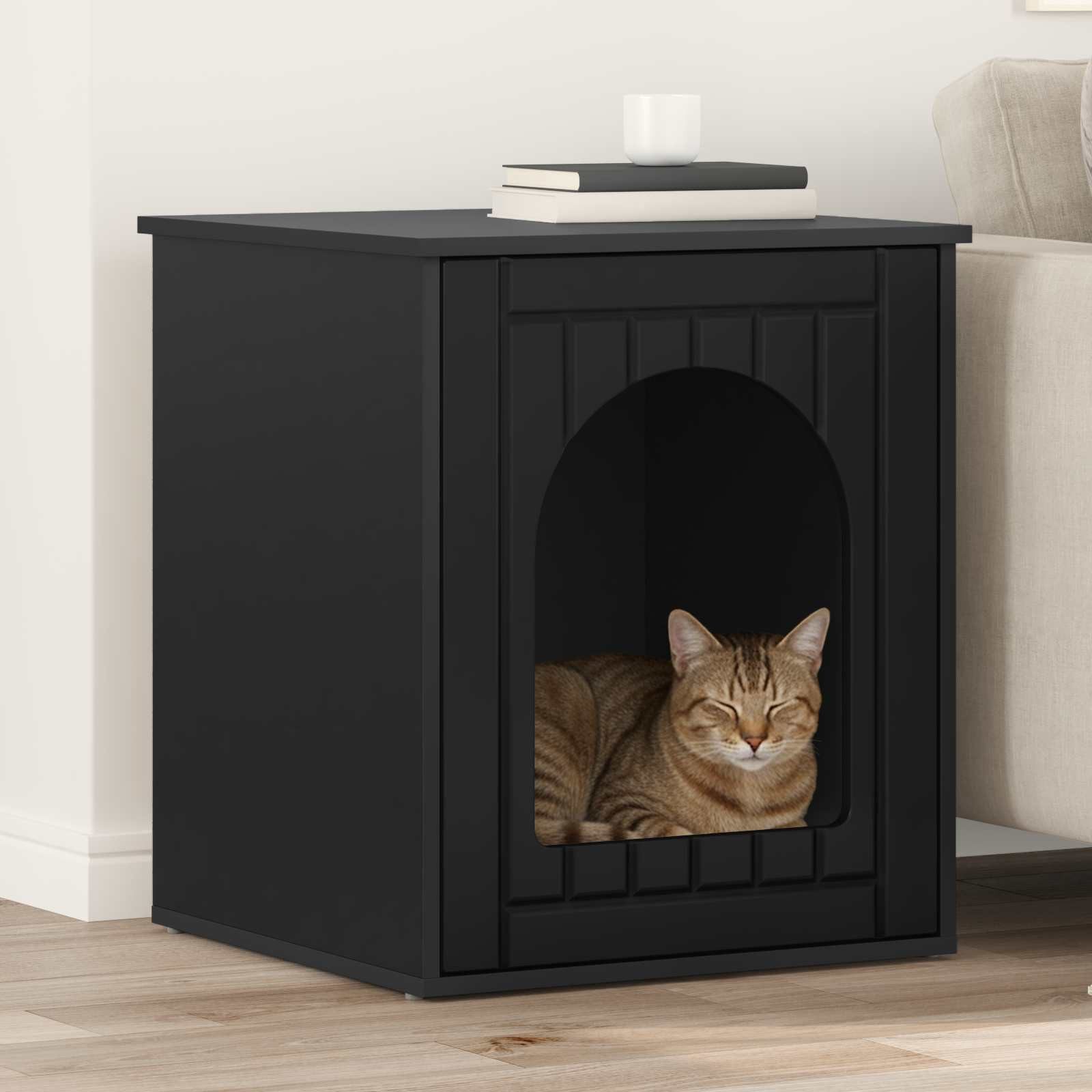 vidaXL Katzenhaus, Katzenhaus Schwarz 53 x 52 x 62 cm Holzwerkstoff