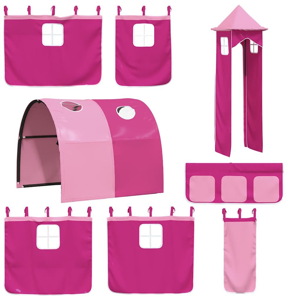 vidaXL Bett Vorhänge für Hochbett mit Tunnel und Turm Rosa