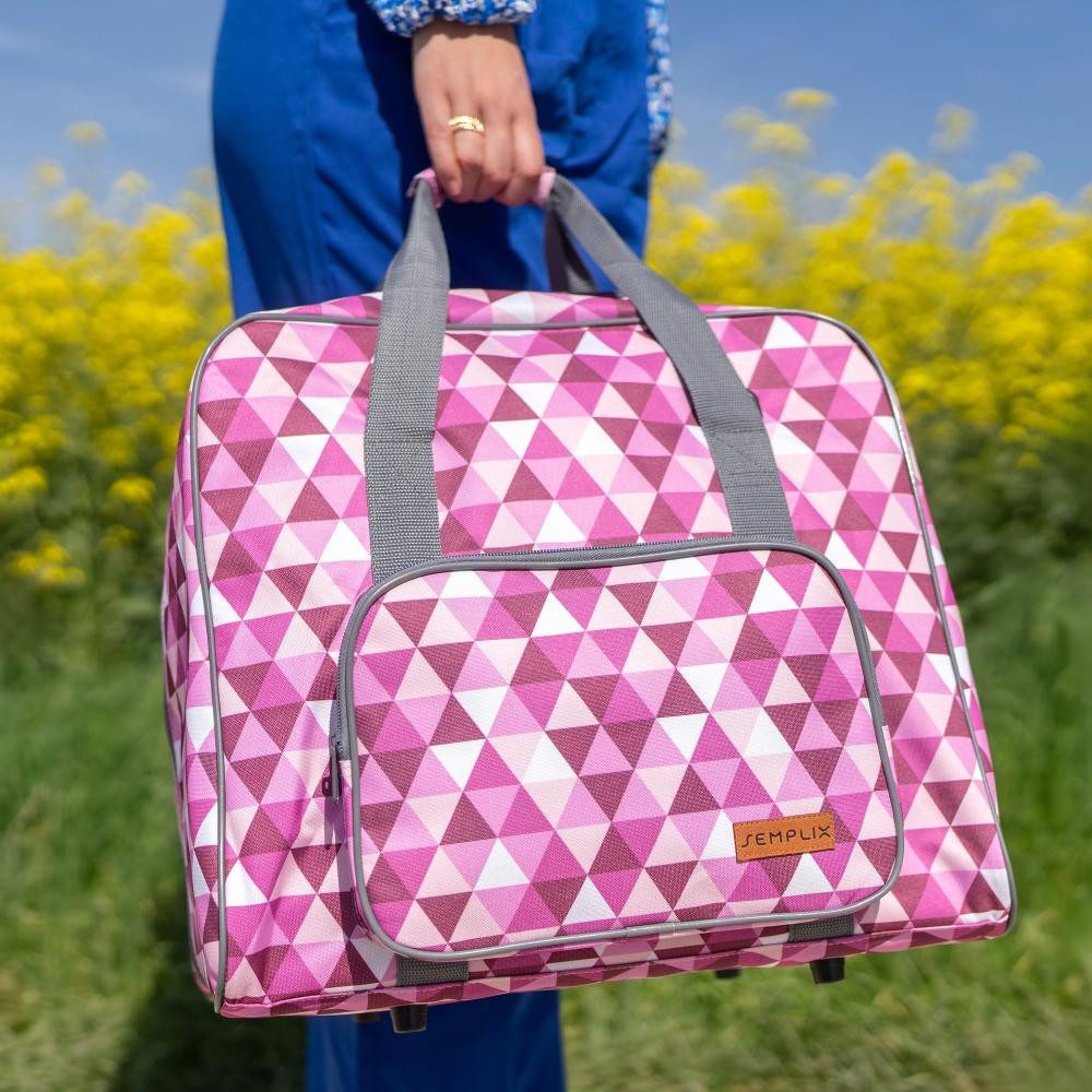 Semplix Nähmaschinentasche - Diamond Design beere/rosa Außenmaß: 45 x 34 x 24 cm