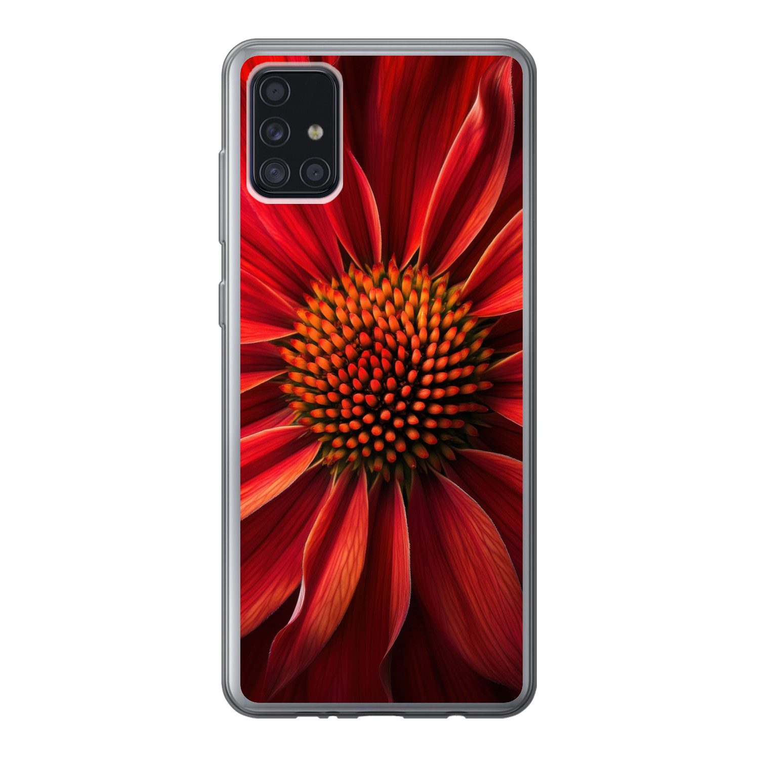 MuchoWow Handyhülle für Samsung Galaxy A52 5G Nahaufnahme - Blume - Rot, Smartphone-Bumper, Print, Handy Schutzhülle Dünn