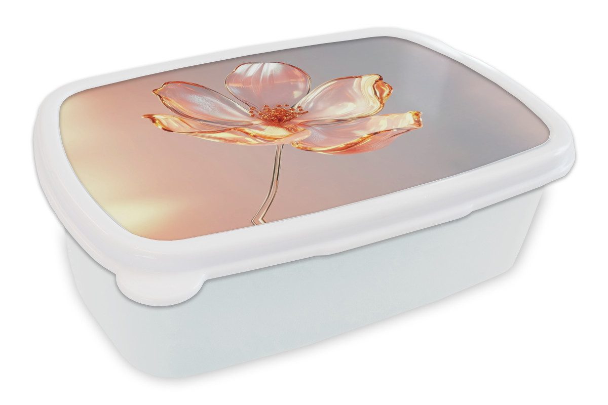 MuchoWow Lunchbox Gläser - Blume - Rosa, Kunststoff, (2-tlg), Brotdose Schule oder Arbeit, Brotbox für Kinder und Erwachsene