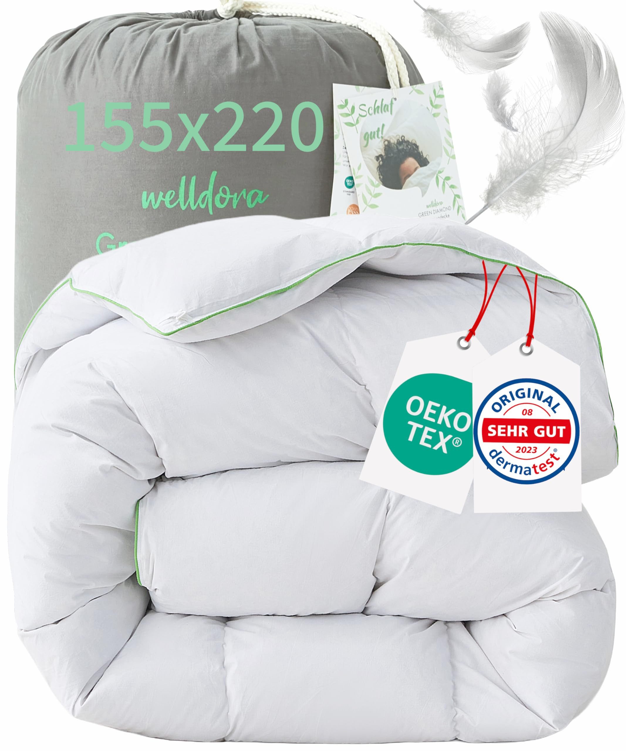 Welldora Daunenbettdecke, Komfort Allergiker Bettdecke Winter, Fachärztlich geprüft, Füllung: 100% Extraweiche Federn & Daunen, Zertifiziert für Tierwohl, Dicke extrawarme Winterdecke