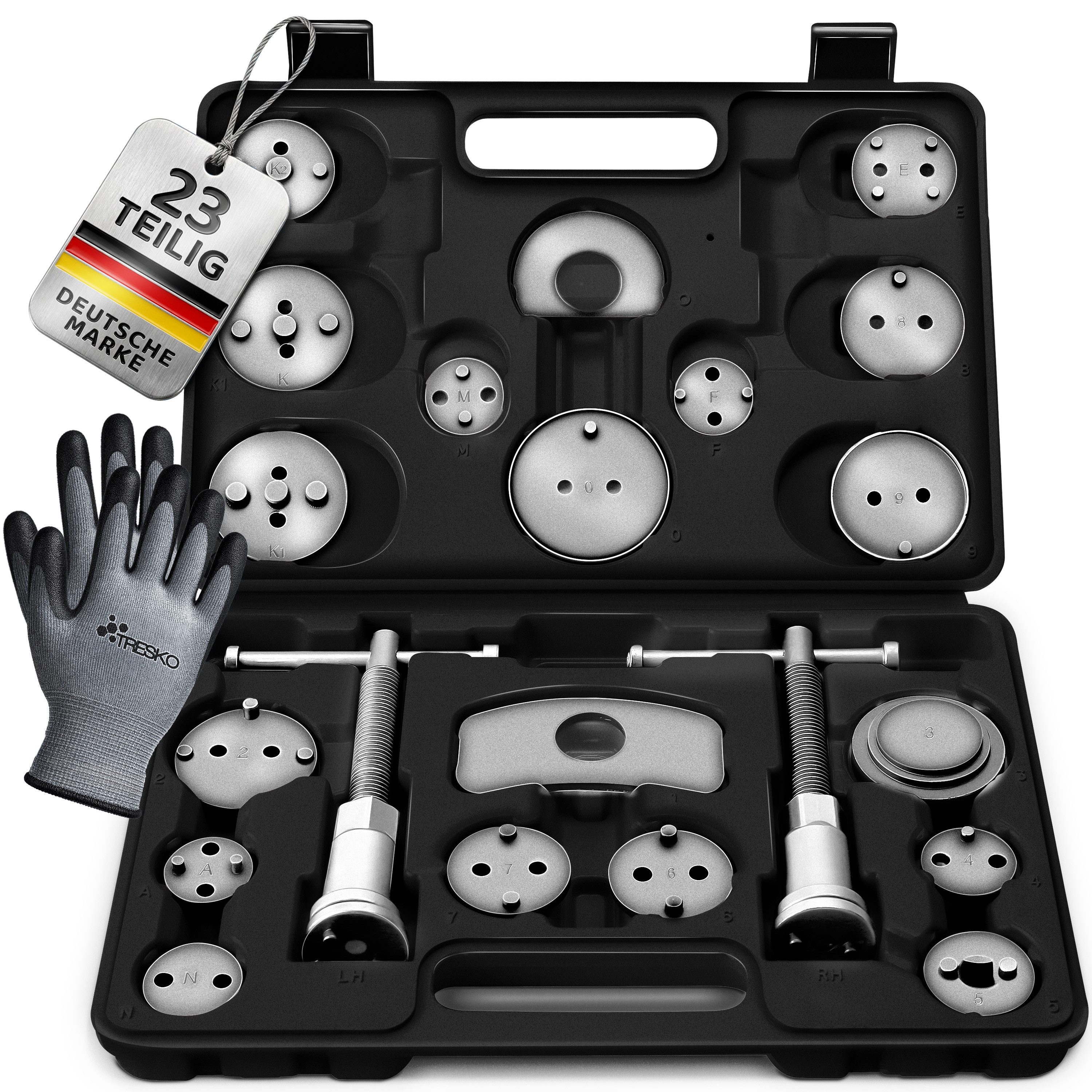 TRESKO Montagewerkzeug TRESKO 23tlg Bremskolbenrücksteller schwarz Set Bremskolben Satz Kolbe, universell