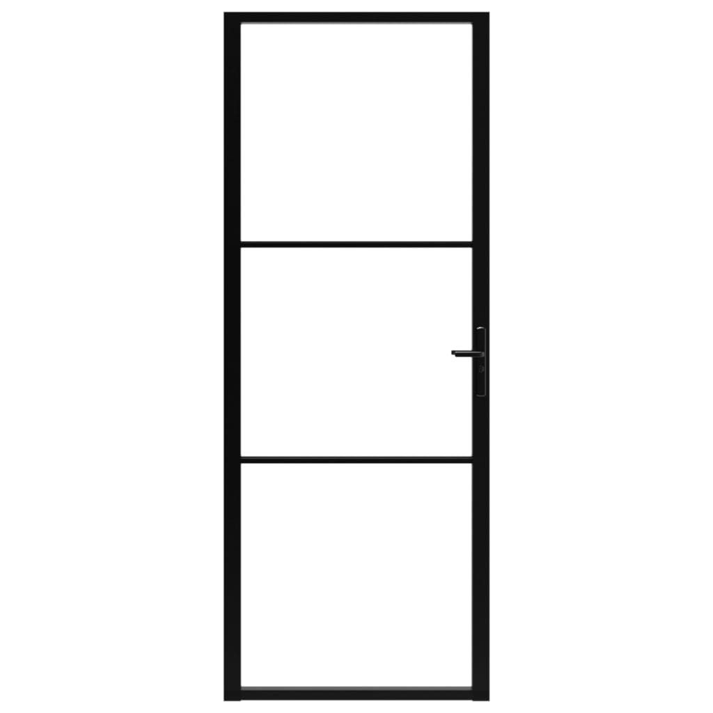 vidaXL Zimmertür 76 x 2015 cm Innentür ESG Glas und Aluminium 76x201,5 cm Schwarz