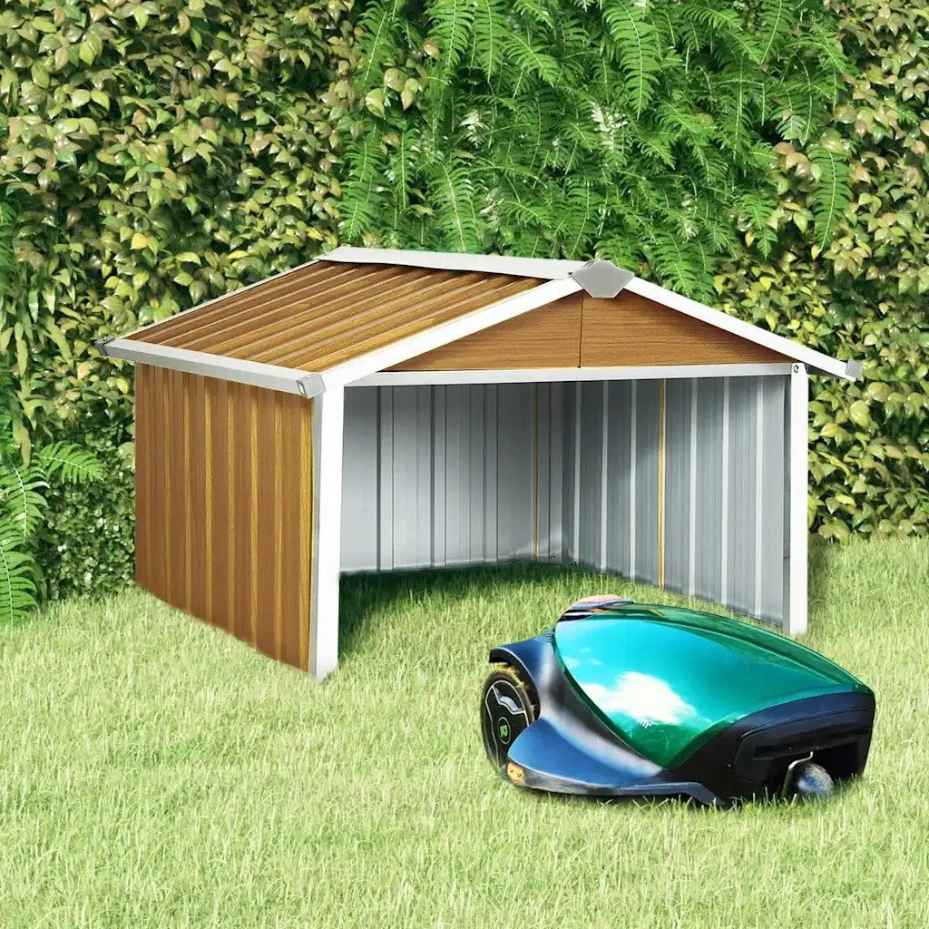 vidaXL Gartenhaus vidaXL Rasenmäher Garage 92x97x63 cm Verzinkter Stahl Braun