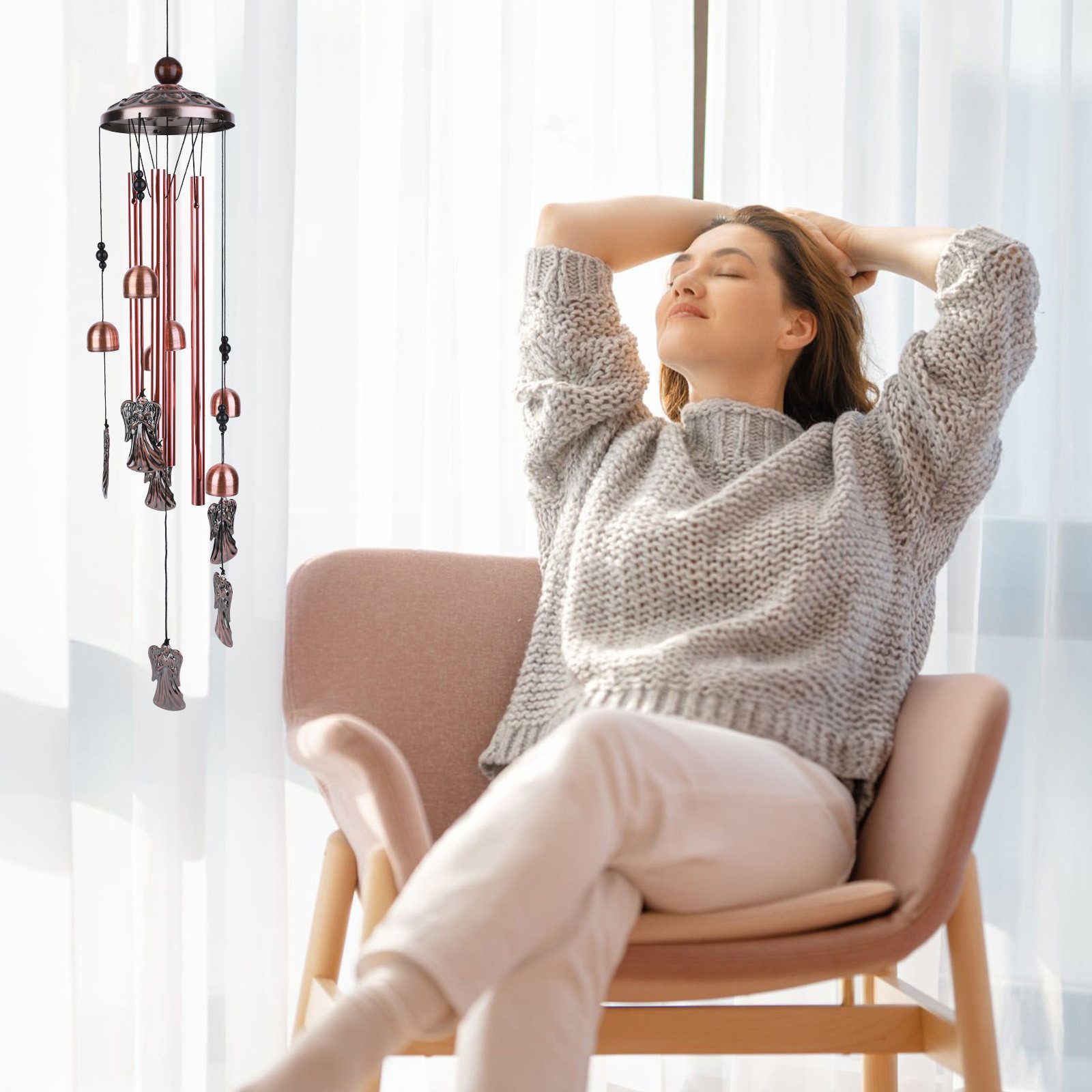 BlingBin Windspiel Engel-Windspiel für draußen, Religiöse Windspiele Gartendekoration (1er Set, 1 St., Windspiel), Engel Dekoration Windspiel, Geschenke für Väter Mütter Familie Freunde