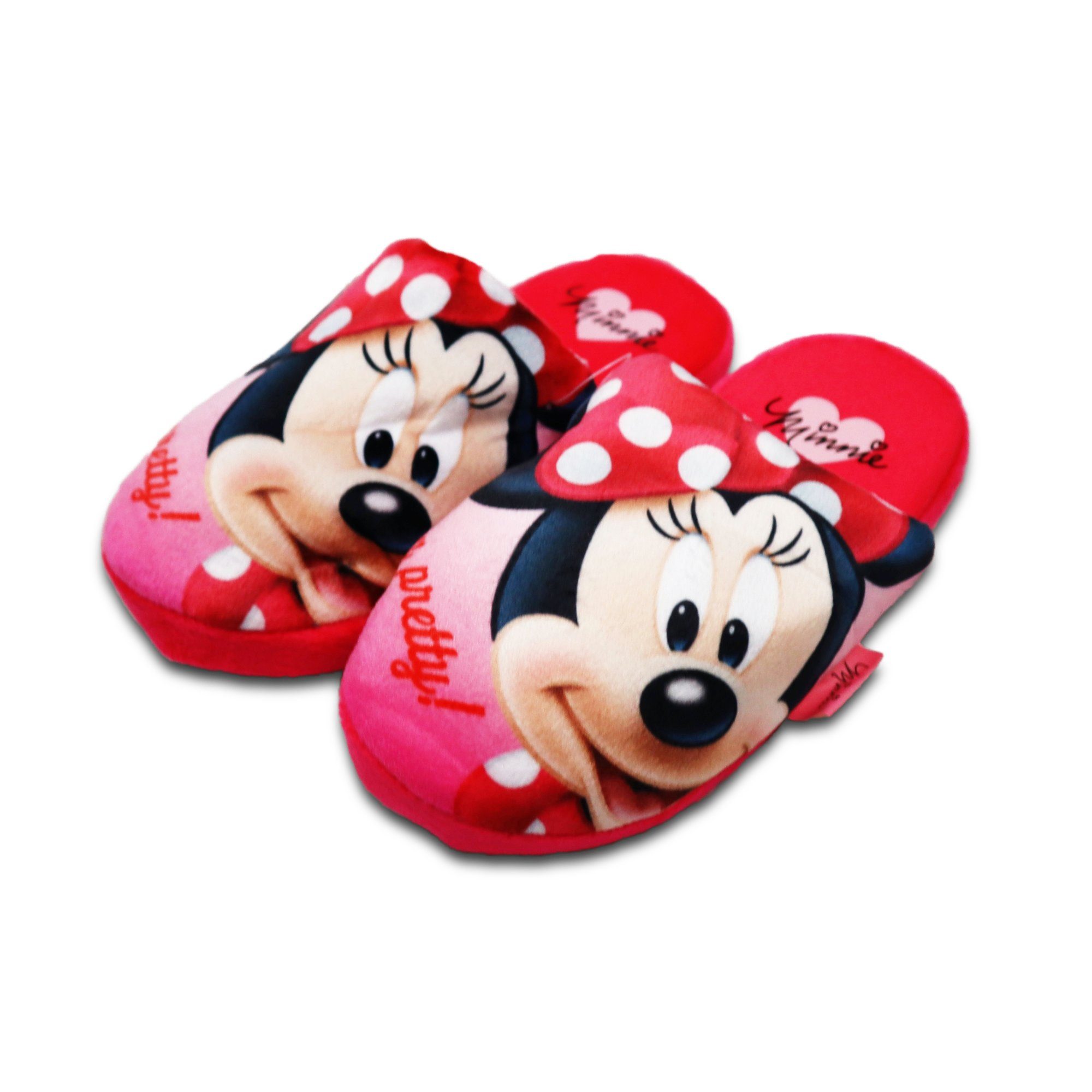 Disney Minnie Mouse Mädchen Schuhe Plüsch Hausschuhe Gr. 28 bis 35