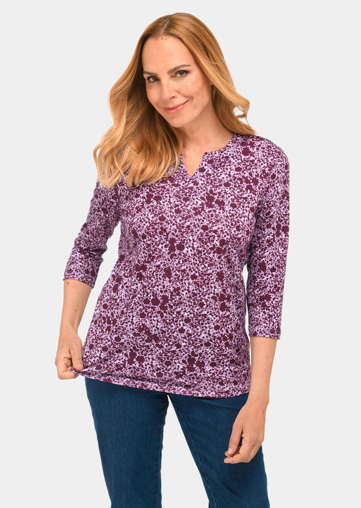3/4-Arm-Shirt Printshirt mit Blumenmuster