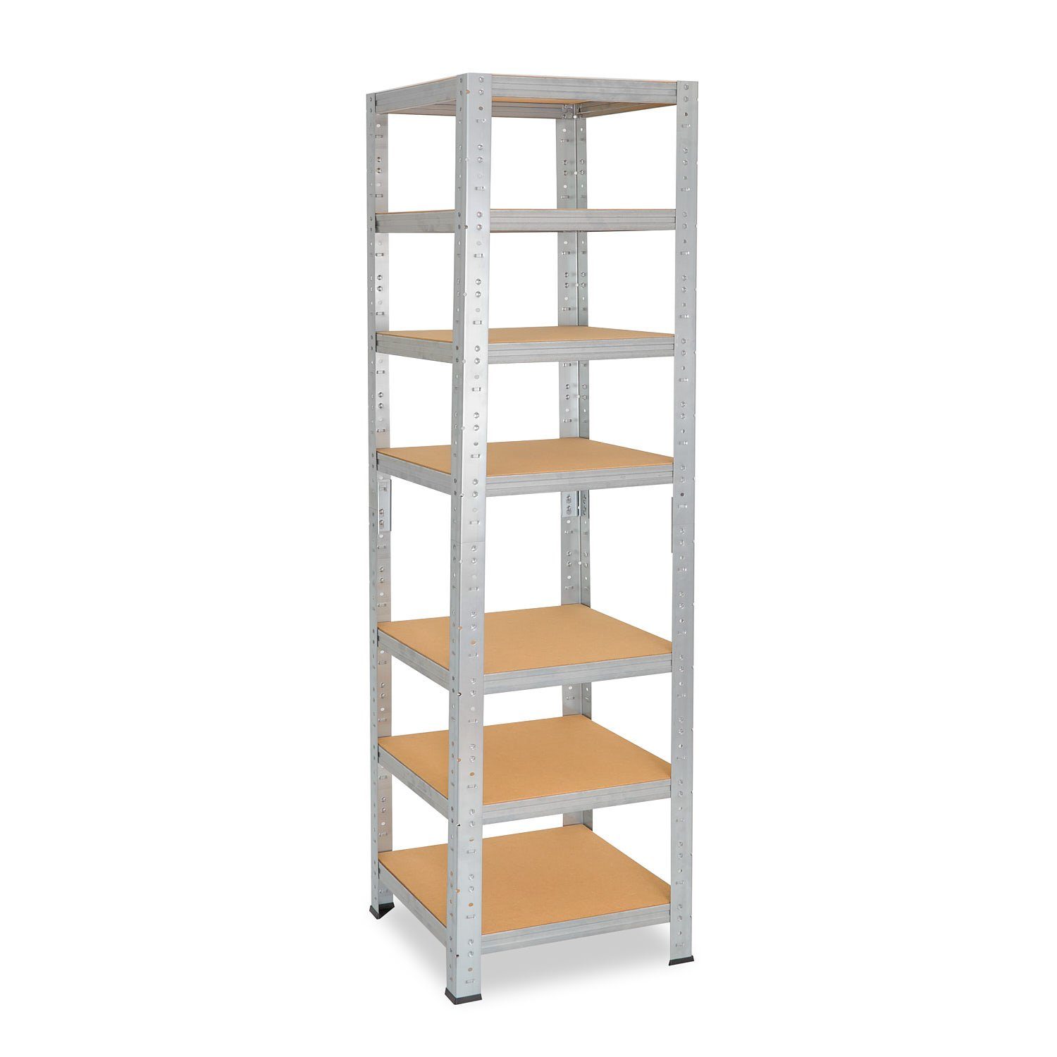 shelfplaza Schwerlastregal HOME, 180x40x40cm verzinkt, Metallregal mit 7 Böden, als Kellerregal, Garagenregal, Werkstattregal oder Lagerregal, Steckregal Metall mit 125kg Tragkraft