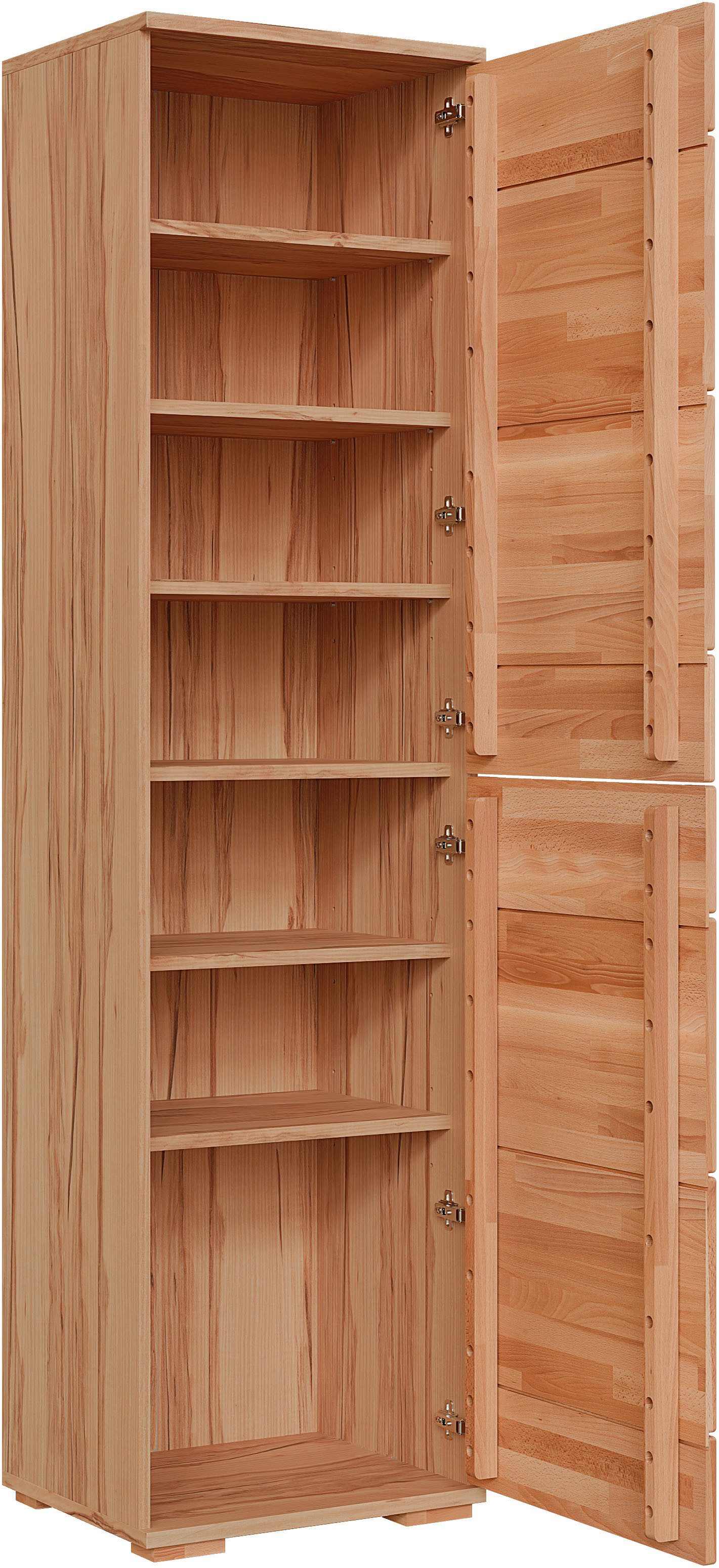 Home affaire Schuhschrank VETRO Mehrzweckschrank, 7 Fächer, Türen L/R montierbar, Griffmulden Kernbuche B/T/H: 50/40/190cm, Fronten aus Massivholz