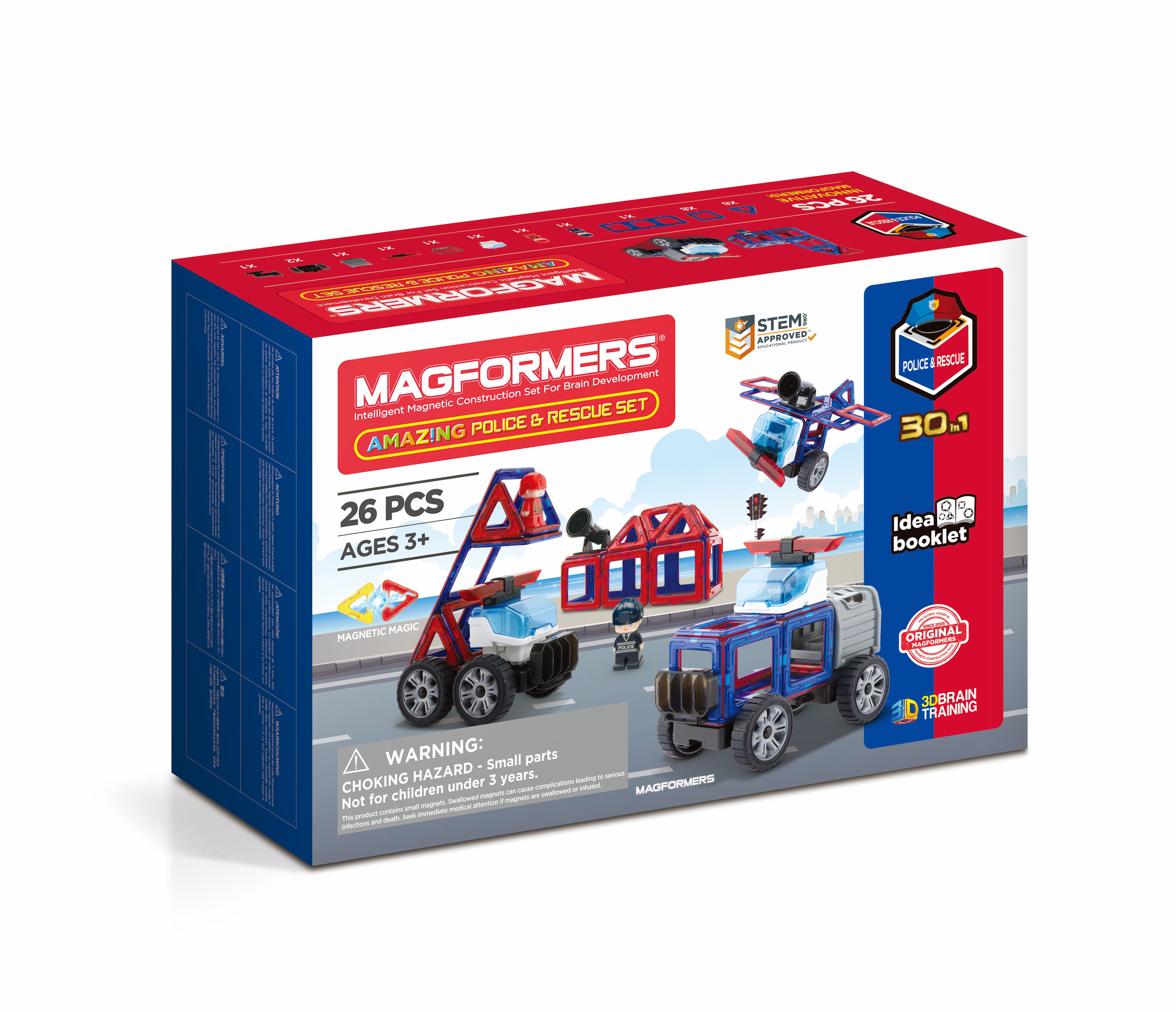 MAGFORMERS 278-58 - Magformers Amazing Police & Rescue Set Magnetspielbausteine, (26 St)
